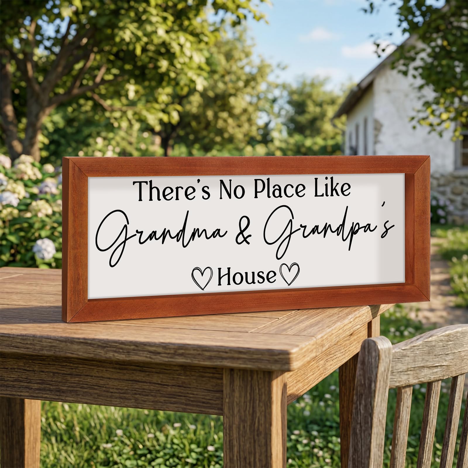 Yousoontic Grandparents Gift from Grandkids There's No Place Like Grandma & Grandpa's House Wooden Sign Farmhouse Home Decor for Birthday Christmas Thanksgiving Gift(Dark Brown,11.8 Inch)