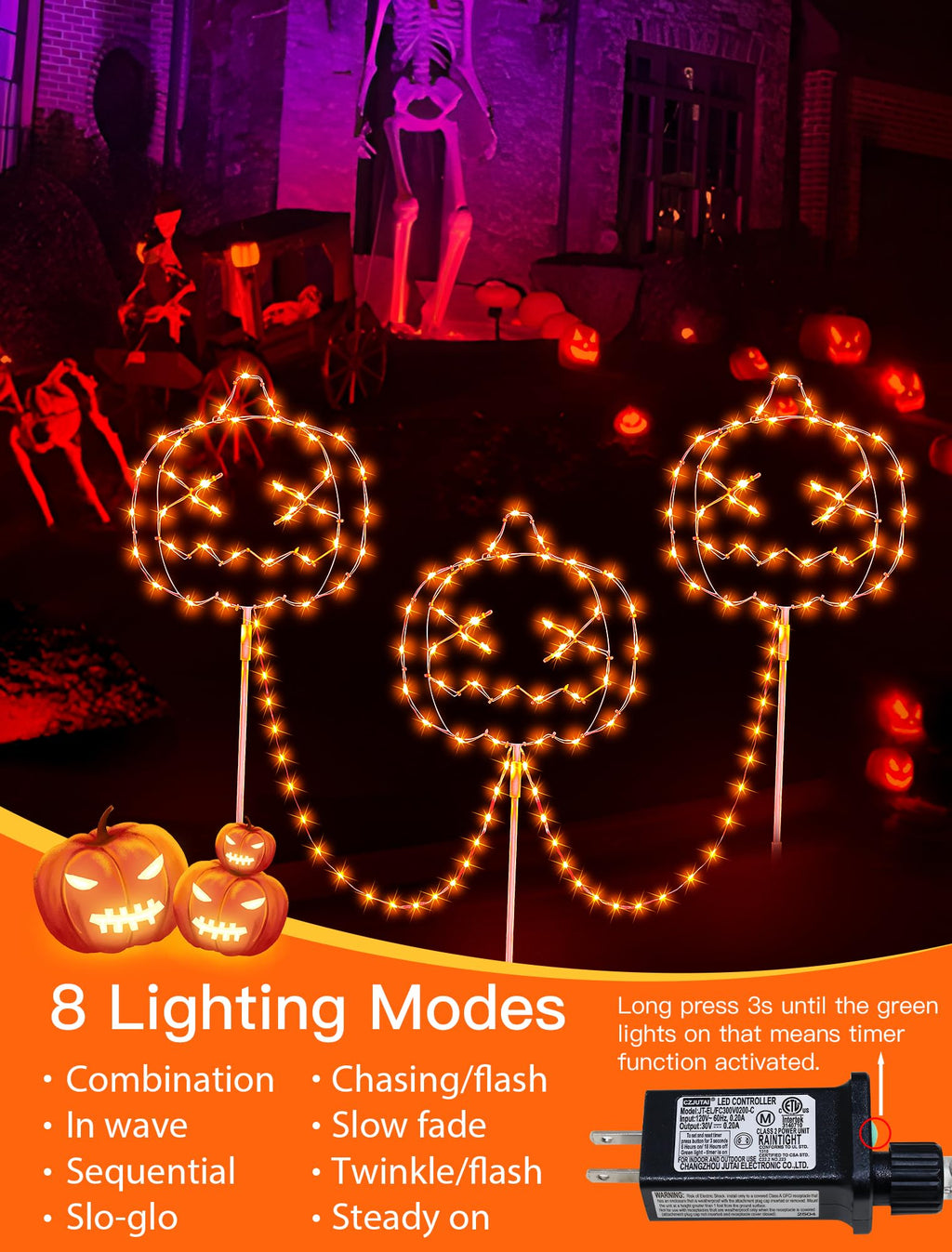 Christmas Walkway Lights,200LED White Christmas Decorations Pathway Lights Plug in,Timer 8 Mode Snowman Garden Light with Stake Waterproof for Fence,Patio,Yard,Party,Xmas Decor-White