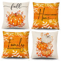 Hongsome Fall Decorations for Home-Throw Pillow Covers 18x18in Set of 4,Pumpkin Linen Pillow Case for Thanksgiving Couch Autumn Holiday Outdoor Burnt Orange White Decor