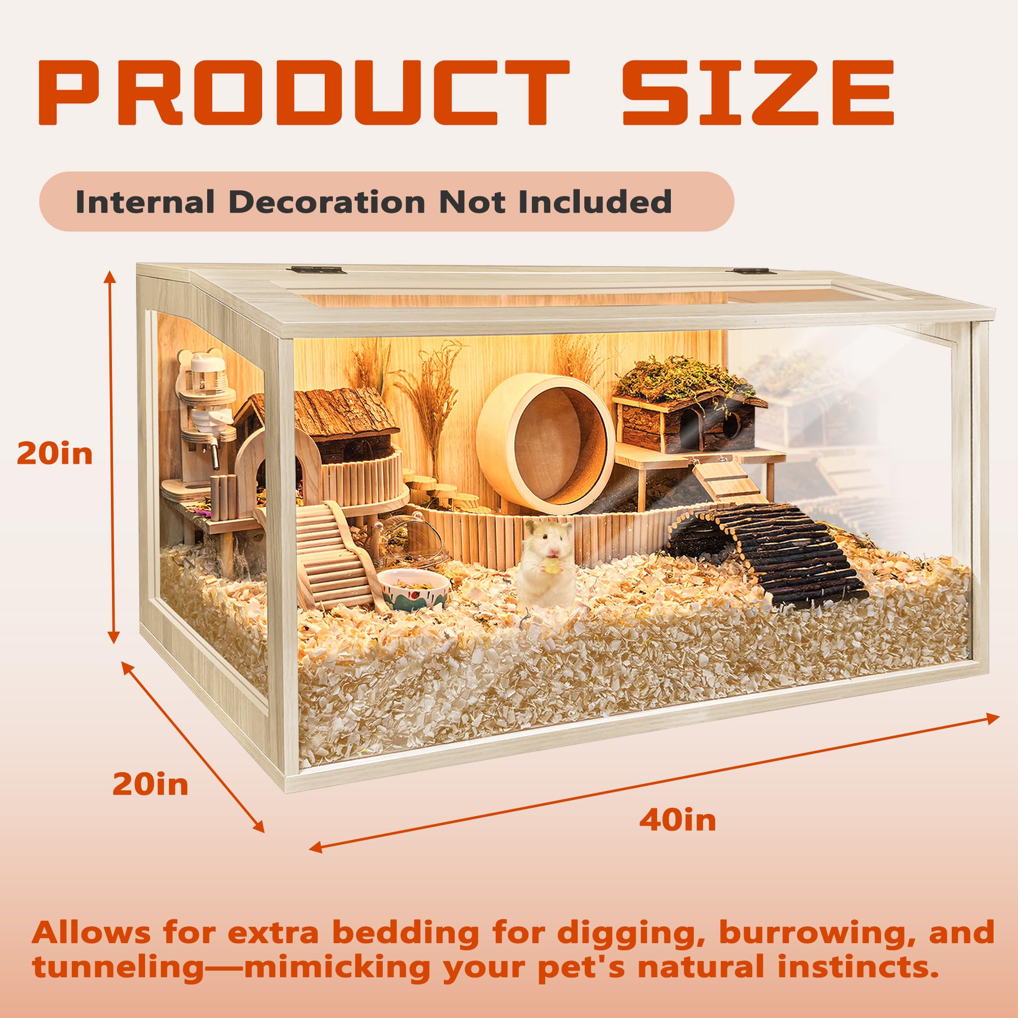 Hamster Cage Chewproof, Large Hamster Cages and Habitats, Openable Top with Acrylic Sheets, Solid Built