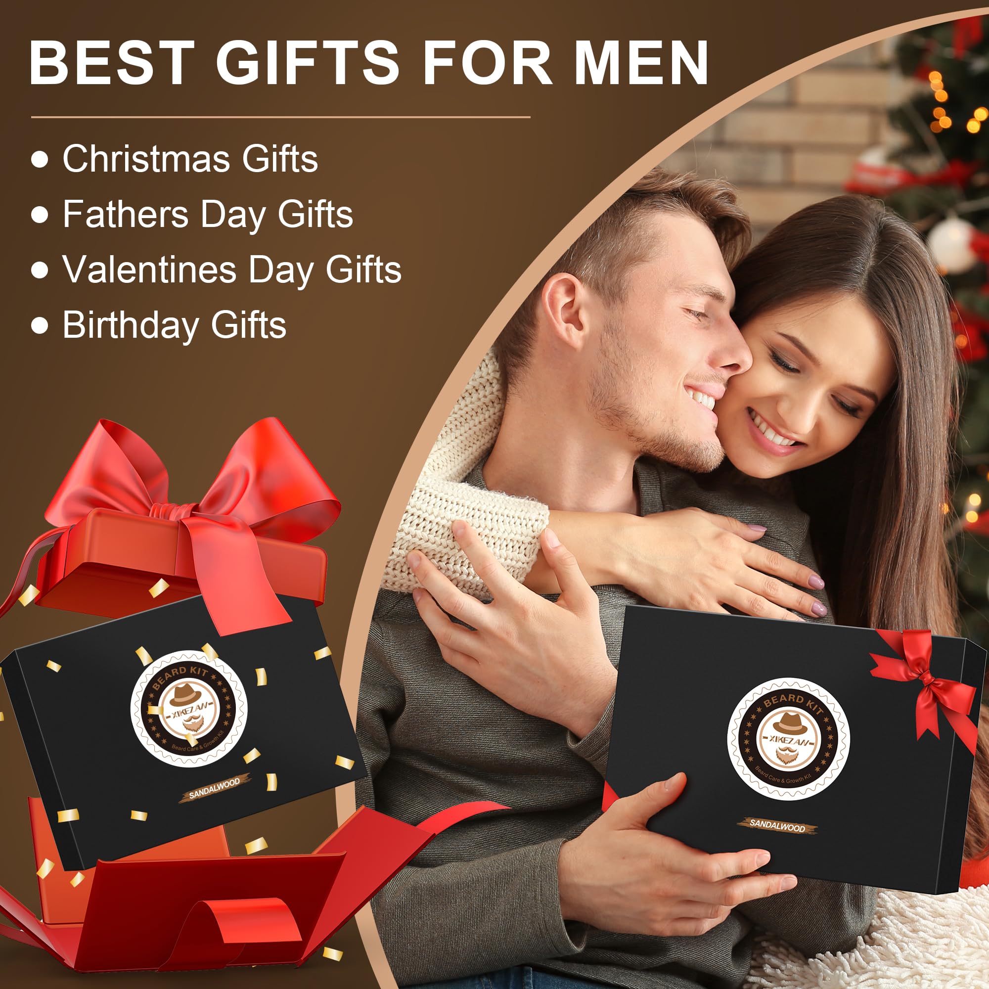 XIKEZAN Fathers Day Gifts for Dad Husband,Beard Kit for Men Grooming & Care w/Beard Conditioner, Wash,Oil,Balm,Birthday Valentines Easter Gifts for Mens Him Boyfriend Christmas Stocking Stuffers