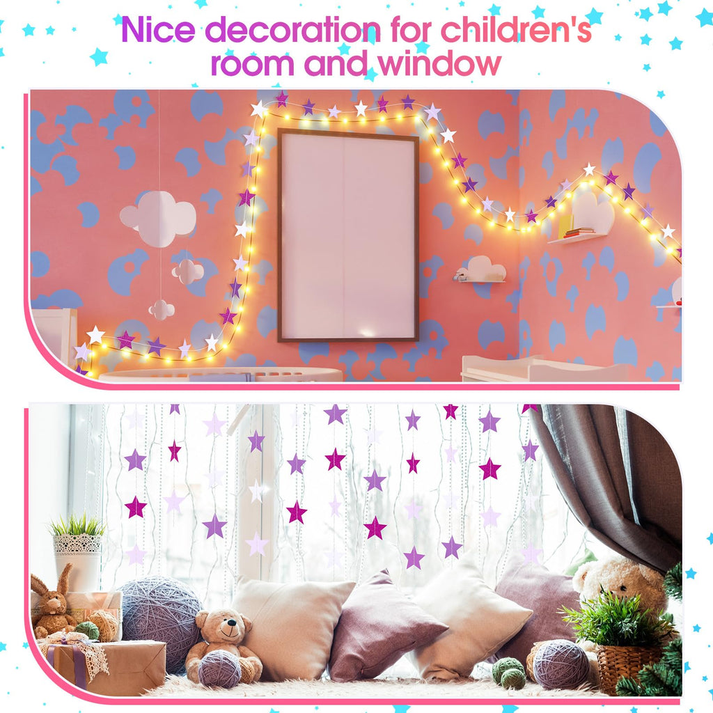 Patelai Glitter Star Garland Banner 2026 Graduation Decor 130 Feet Star Hanging Banner Twinkle Backdrop for Party Birthday Classroom Wedding Supplies(Gold)