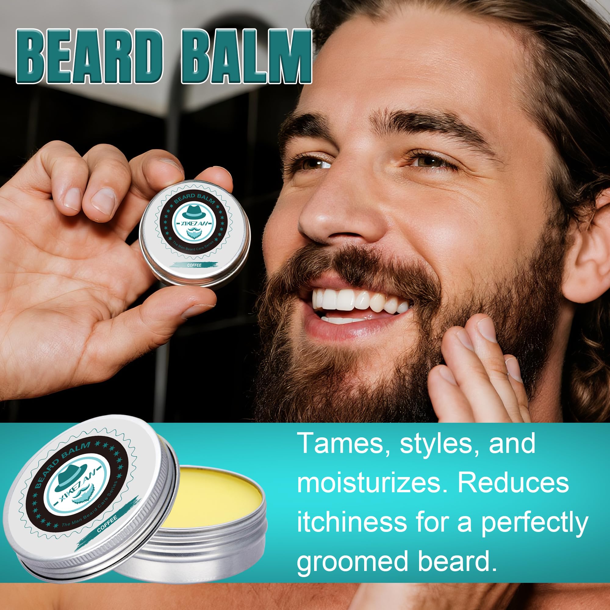 XIKEZAN Fathers Day Gifts for Dad Husband,Beard Kit for Men Grooming & Care w/Beard Conditioner, Wash,Oil,Balm,Birthday Valentines Easter Gifts for Mens Him Boyfriend Christmas Stocking Stuffers