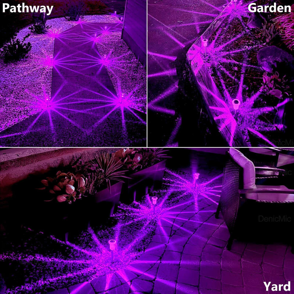 DenicMic Solar Lights Outdoor 10 Pack Waterproof 6000K Cold White LED Stainless Steel Stake Outside Lights for Yard Pathway Garden Driveway Walkway Landscape Path Lighting