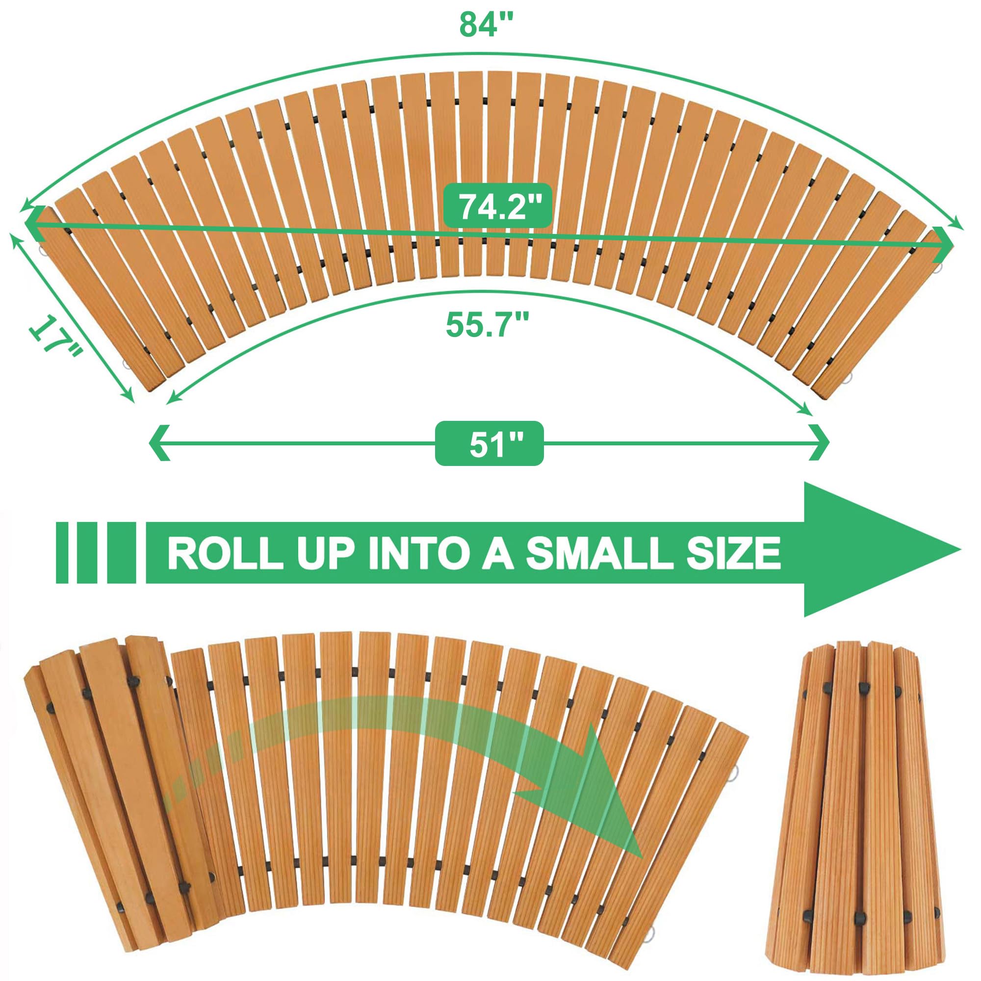 RELIANCER 8' Wooden Garden Pathway,Outdoor Roll Out Cedar Straight Walkway,Patio Path Decorative Garden Boardwalk Walkways,Weather-Resistant Roll Up Beach Wood Road Floor,Wedding Party Pathways