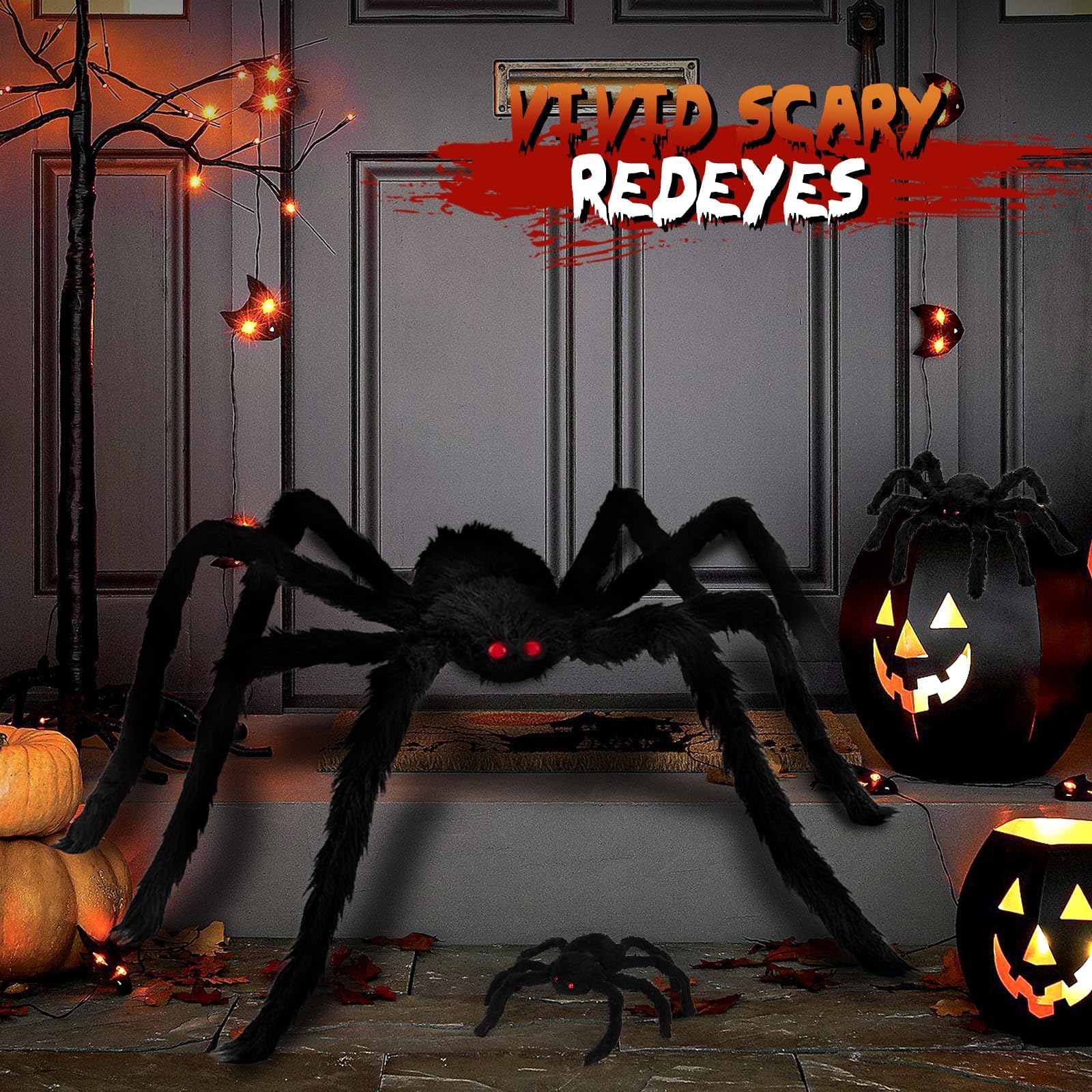 Giant Spider 6.6 Ft, 78" Halloween Decorations Fake Halloween Decor Spiders Large, Furry Spiders for Outdoor Indoor Yard Home Costumes Party House Décor, 1 Pack