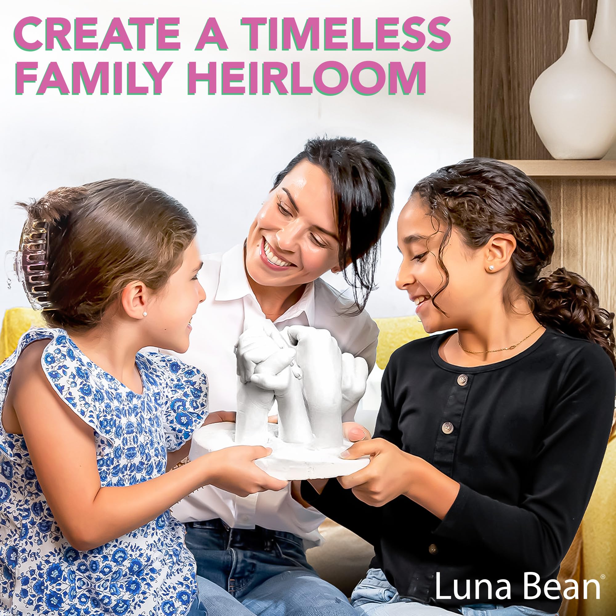 Luna Bean Hand Casting Kit – The Original Hand Mold Kit for Couples – Fathers Day Gift for Dad - Anniversary Engagement Birthday Gifts for Women Men Mom Wife Boyfriend Girlfriend Wedding Bridal Shower