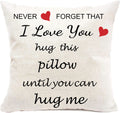 Anrkets Two Sided Printing Lover Pillow Cover I Love You Hug This Pillow Until You Can Hug Me, Valentine's Day Birthday Gifts for Girlfriend Cotton Linen Square Decorative Waist Pillowcase 18"x 18"