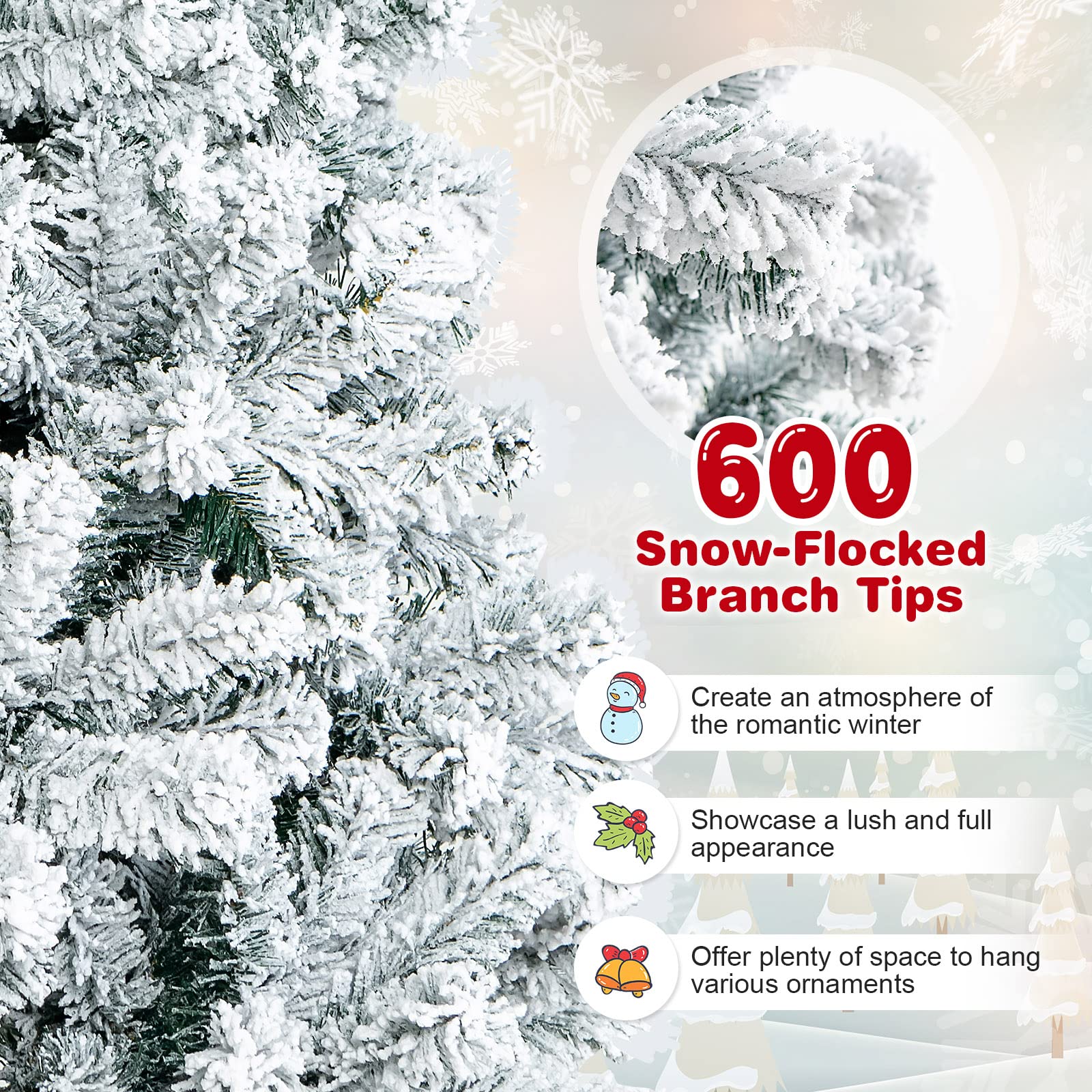 Goplus 7FT Pre-Lit Artificial Christmas Tree Auto-Spread/Close up Branches 11 Flash Modes with Multicolored 400 LED Lights & Metal Stand