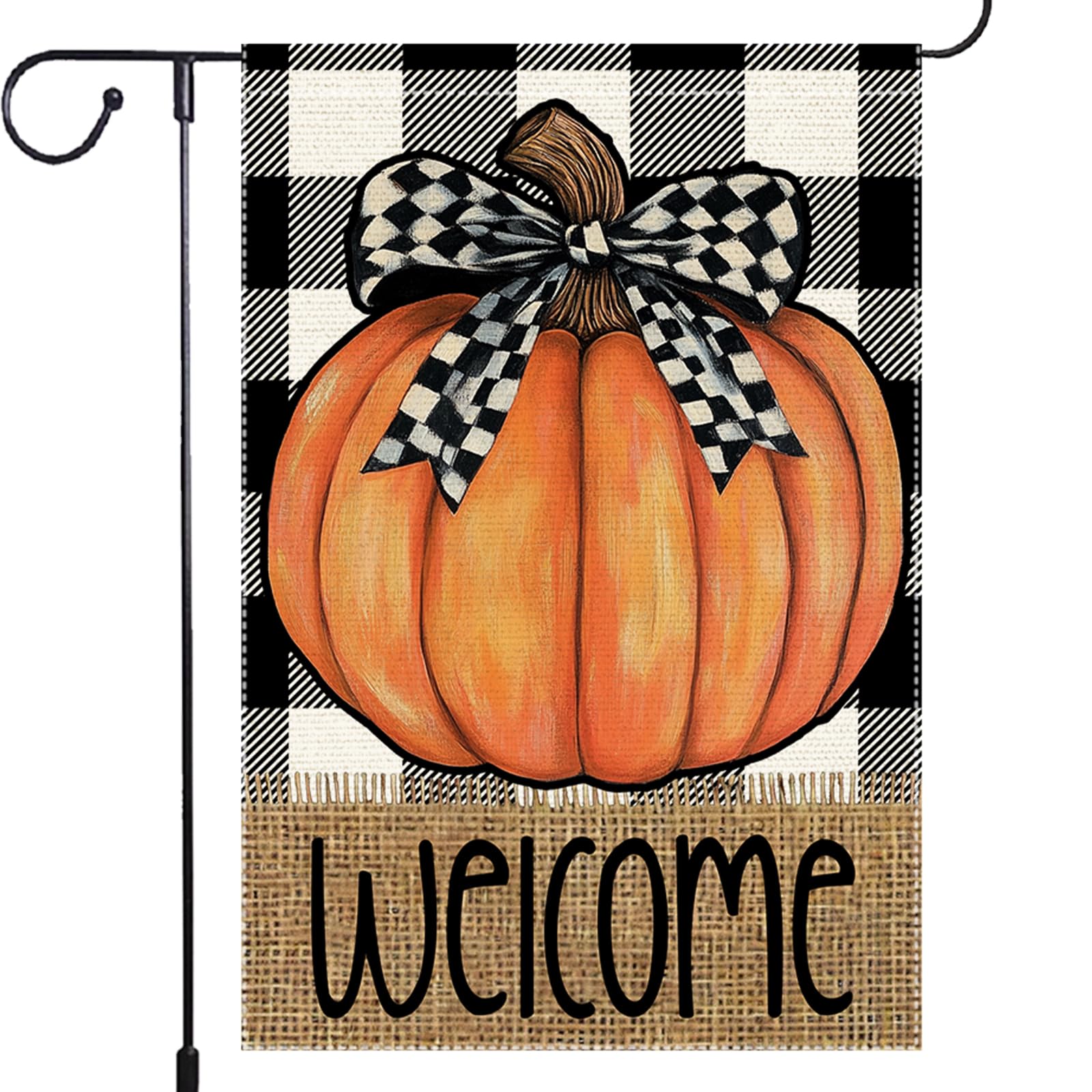 Fall Garden Flag For Outdoor Decor Thanksgiving Garden Flags Autumn Stained Glass Pumpkin Maple Leaf Double Sided Small Burlap Outside Porch Lawn Yard Flags Decorations 12.5x18 Inch