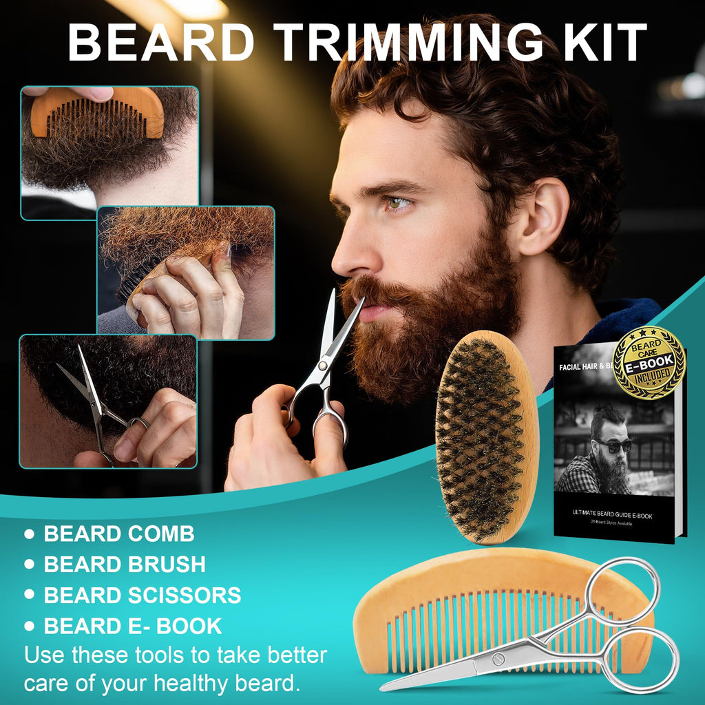 XIKEZAN Fathers Day Gifts for Dad Husband,Beard Kit for Men Grooming & Care w/Beard Conditioner, Wash,Oil,Balm,Birthday Valentines Easter Gifts for Mens Him Boyfriend Christmas Stocking Stuffers