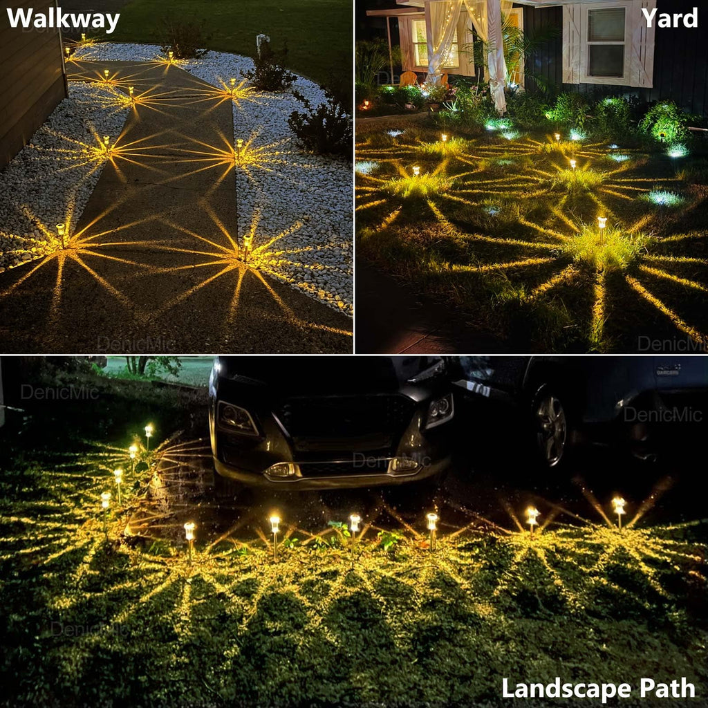 DenicMic Solar Lights Outdoor 10 Pack Waterproof 6000K Cold White LED Stainless Steel Stake Outside Lights for Yard Pathway Garden Driveway Walkway Landscape Path Lighting