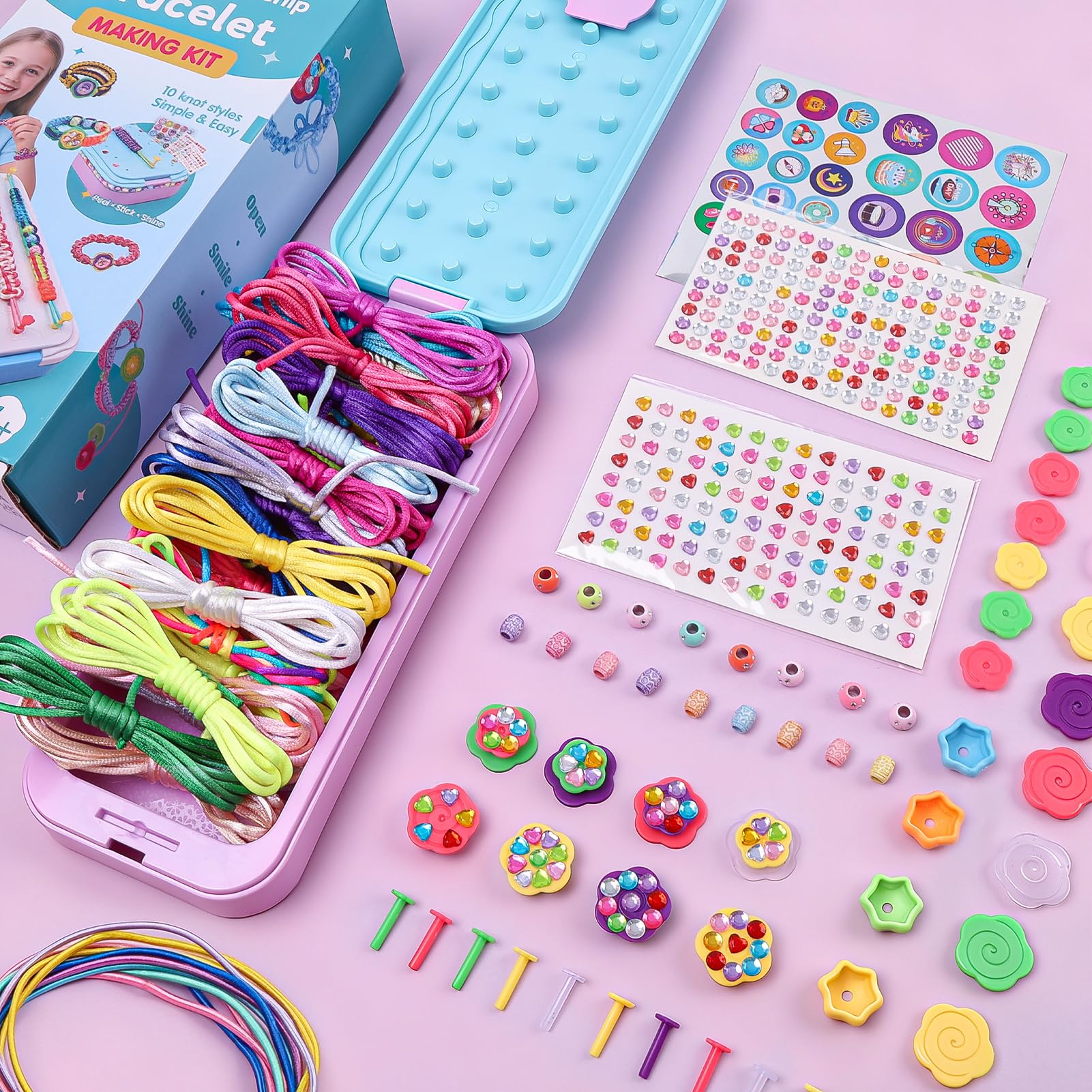 DDAI Arts and Crafts for Kids Age 8-12 Friendship Bracelet Making Kit for Girls - Best Birthday Gifts Ideas for Girl 7 9 10 11 Year Old - Popular Bracelets String Maker Toys Set