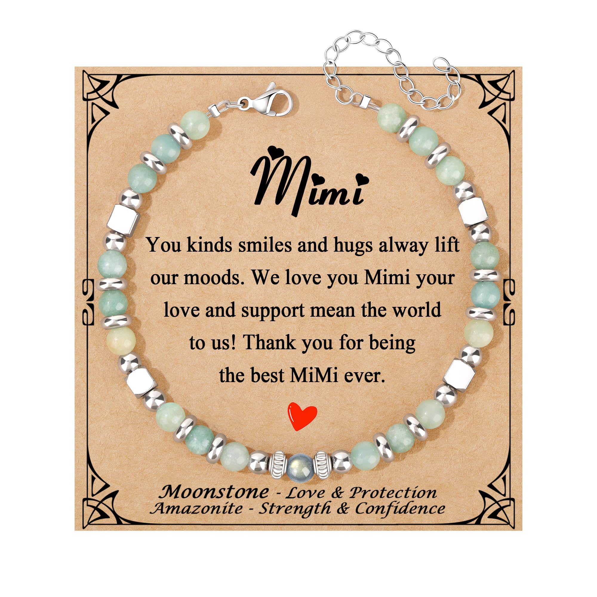 JoycuFF 𝗚𝗶𝗳𝘁𝘀 𝗳𝗼𝗿 𝗪𝗼𝗺𝗲𝗻 𝗠𝗼𝗼𝗻𝘀𝘁𝗼𝗻𝗲 𝗕𝗿𝗮𝗰𝗲𝗹𝗲𝘁 Amazonite Colorful Imperial Jasper Stainless Steel Beads Bracelets, Graduation Christmas Valentines Mothers Day Birthday Gifts