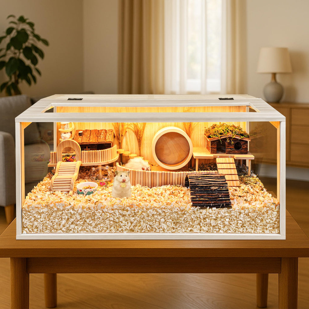 Hamster Cage Chewproof, Large Hamster Cages and Habitats, Openable Top with Acrylic Sheets, Solid Built