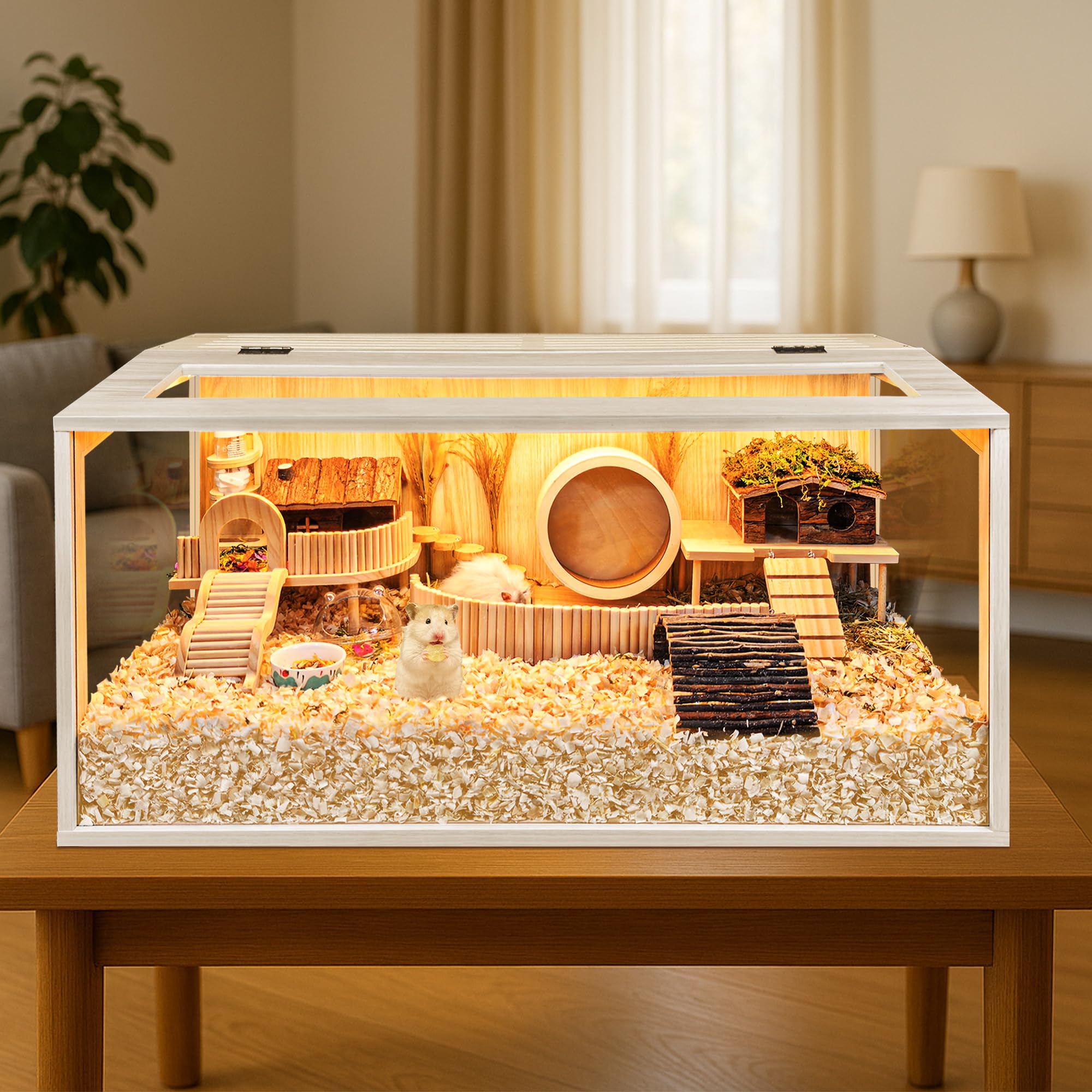 Hamster Cage Chewproof, Large Hamster Cages and Habitats, Openable Top with Acrylic Sheets, Solid Built