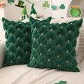 DFXSZ St Patricks Day Pillow Covers 18x18 inch Set of 2 St Patricks Day Decorations Green Shamrock Soft Plush Faux Fur Jacquard Throw Pillows for Bedroom Sofa Holiday Festivals Home Decor PTK021A18