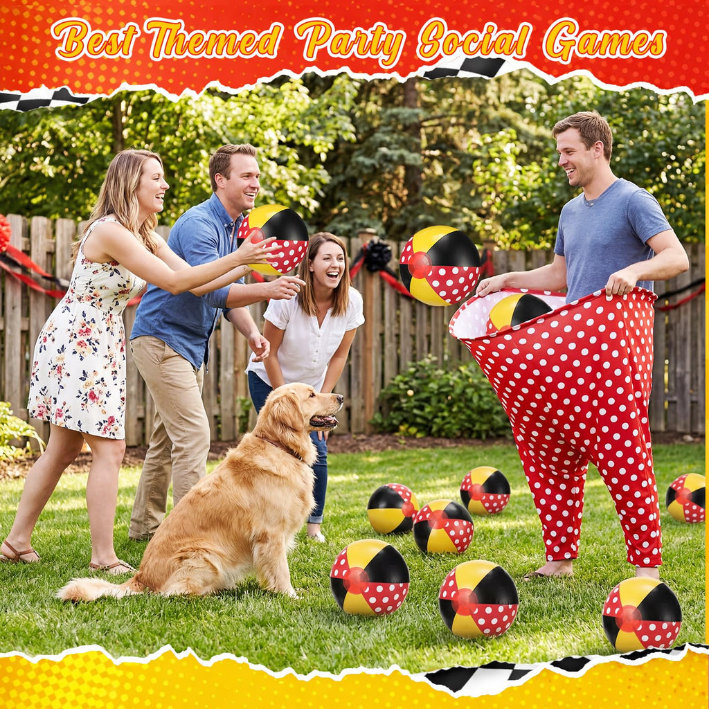 14 Pcs Granny Pants Yard Game Sets with 2 Oversized Gaint Pants & 10 Bouncy Balls & 2 Air Pump Hilarious Outdoor Tossing Game for Adult Family Gathering Backyard Party