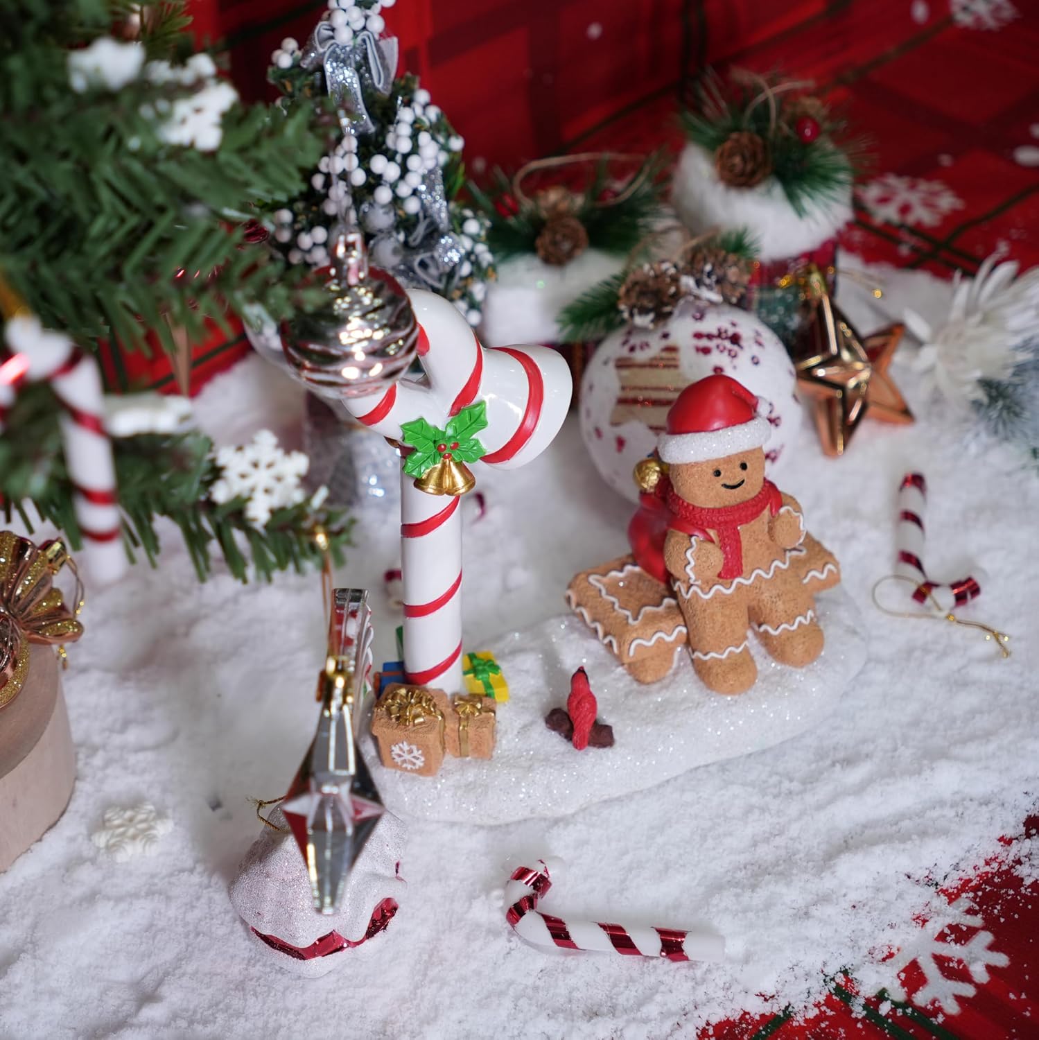 Christmas Gingerbread Man Decorations Indoor Home Decor Christmas Gingerbread Man Figurines Winter for Table Top Centerpiece Fireplace Decor Cute Decoration Gift（GB）