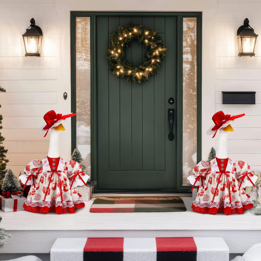 Suzile Fall Maple Porch Goose Outfit Autumn Goose Clothes for 23 Inch Cement or Plastic Geese Costume for Yard Lawn Outdoor Garden Patio Concrete Duck Statue Dress Thanksgiving Party Holiday Decor