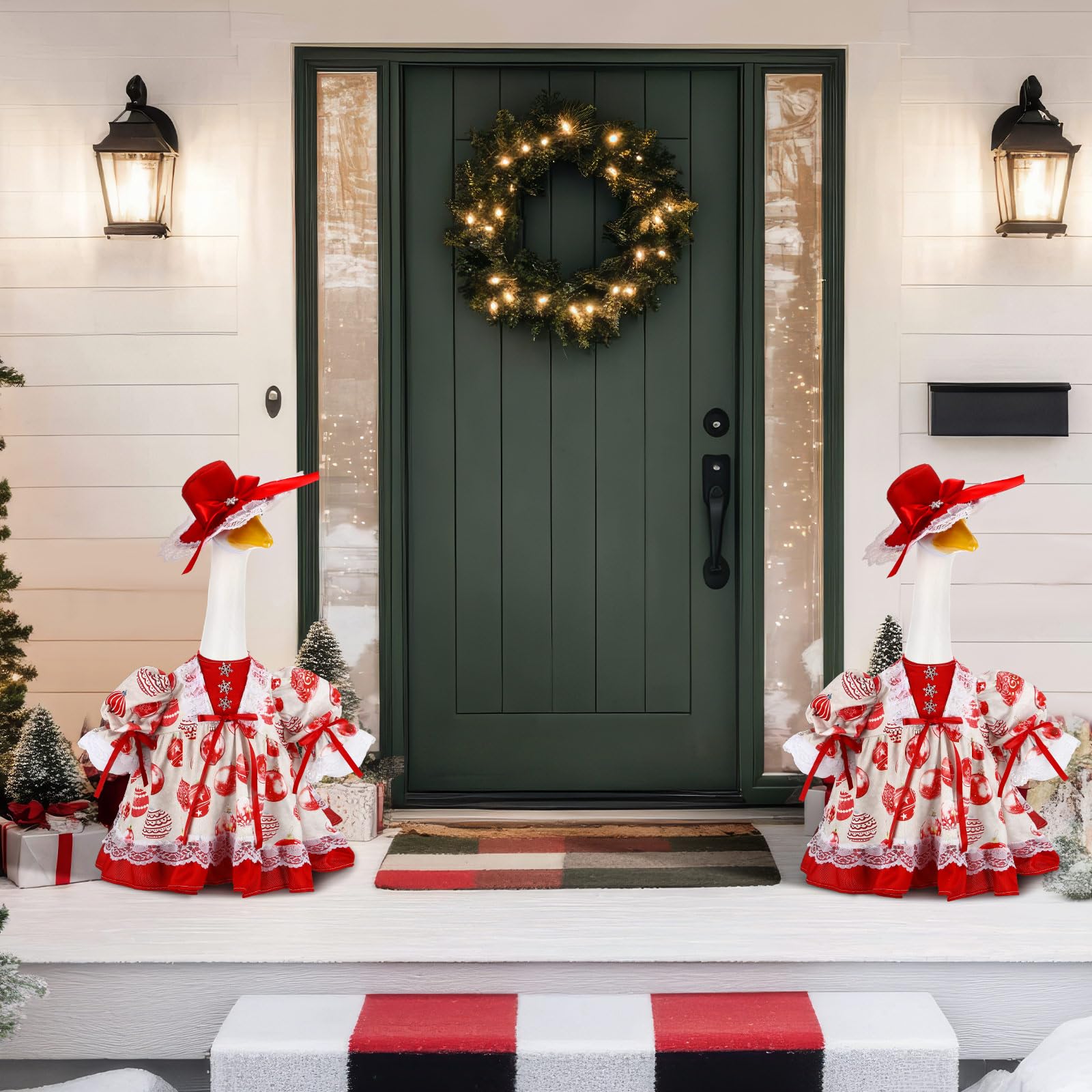 Suzile Fall Maple Porch Goose Outfit Autumn Goose Clothes for 23 Inch Cement or Plastic Geese Costume for Yard Lawn Outdoor Garden Patio Concrete Duck Statue Dress Thanksgiving Party Holiday Decor