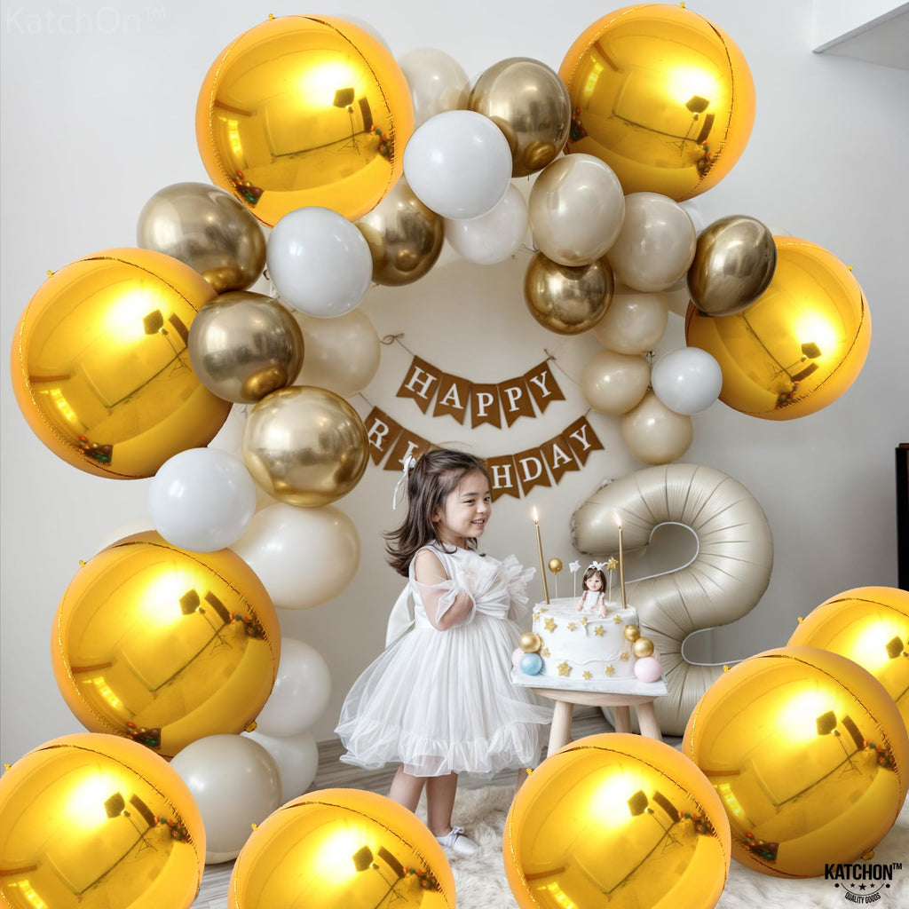 KatchOn, Large Gold Foil Balloons - 22 Inch, Pack of 12 | Gold Balloons for Graduation Decorations 2026 | Mylar Balloons for Anniversary, Wedding, Golden Birthday Party Decorations