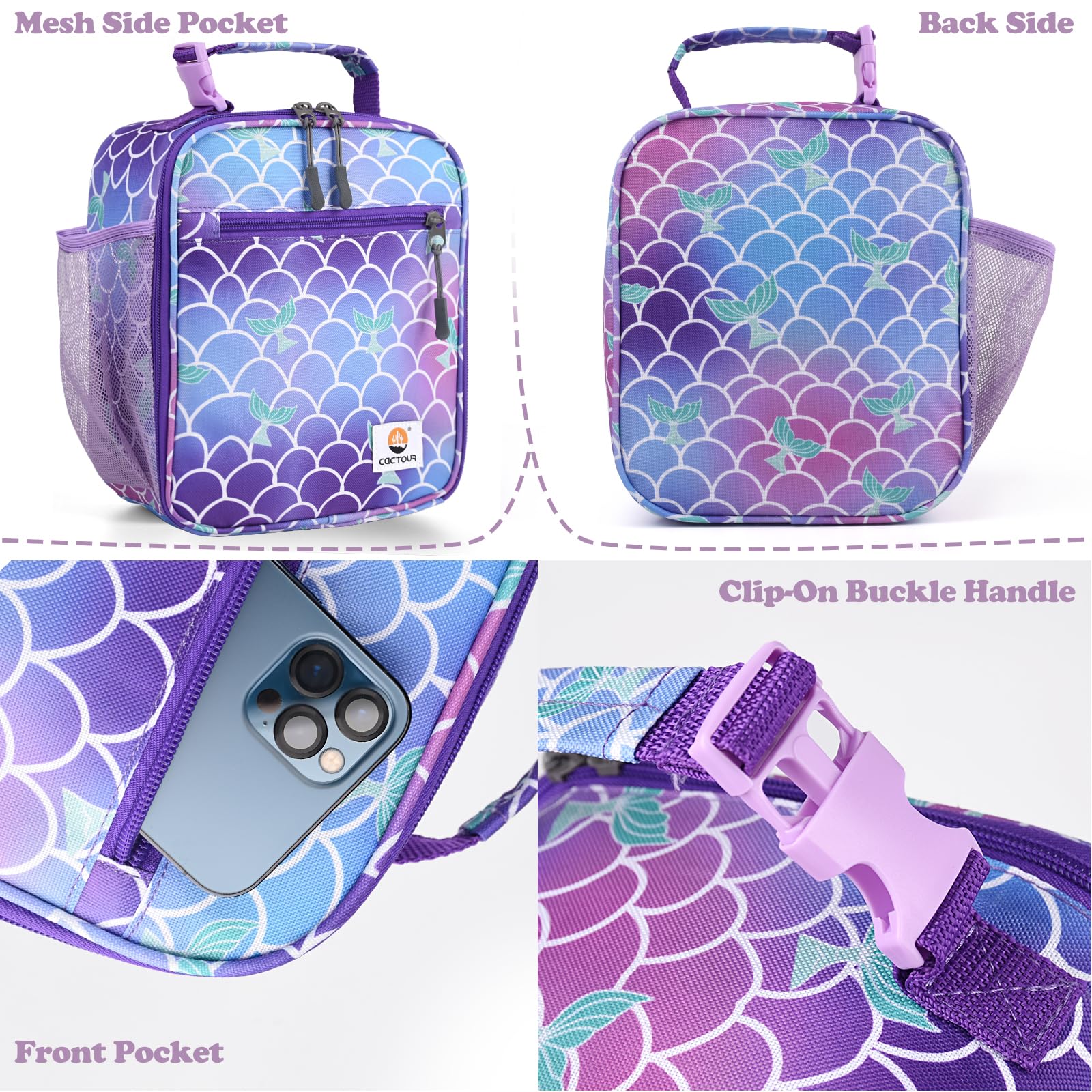 CaCTOUR Lunch Box Kids,Premium Insulated Lunchbox for Girls Boys,Soft Mini Cooler Bag Back to School Thermal Reusable Lunch Bag for Work School Picnic (Blue)