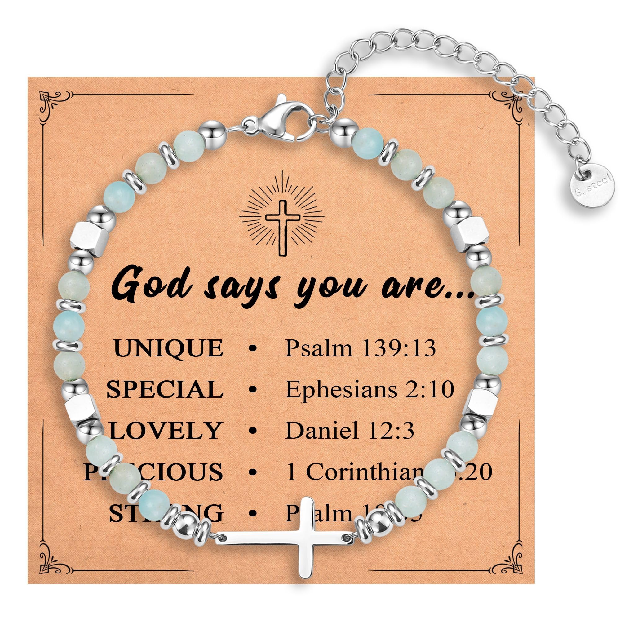 Religious Cross Bracelet for Women Girls, Christian Gifts for Daughter Granddaughter Sister in Christ Friend Niece on Birthday Christmas Easter Valentines Day Graduation