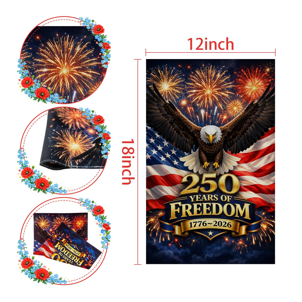 4th of July Decorations - Patriotic Stars Welcome Garden Flag | Double Sided Fourth of July Accessories Patriotic Banner | 250 Anniversary USA Merchandise for Garden Yard Porch Patio Lawn Outdoor Outside Decor