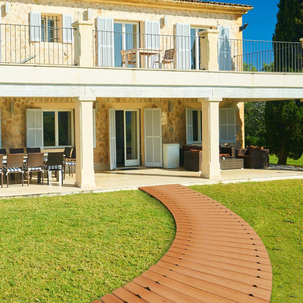 RELIANCER 8' Wooden Garden Pathway,Outdoor Roll Out Cedar Straight Walkway,Patio Path Decorative Garden Boardwalk Walkways,Weather-Resistant Roll Up Beach Wood Road Floor,Wedding Party Pathways