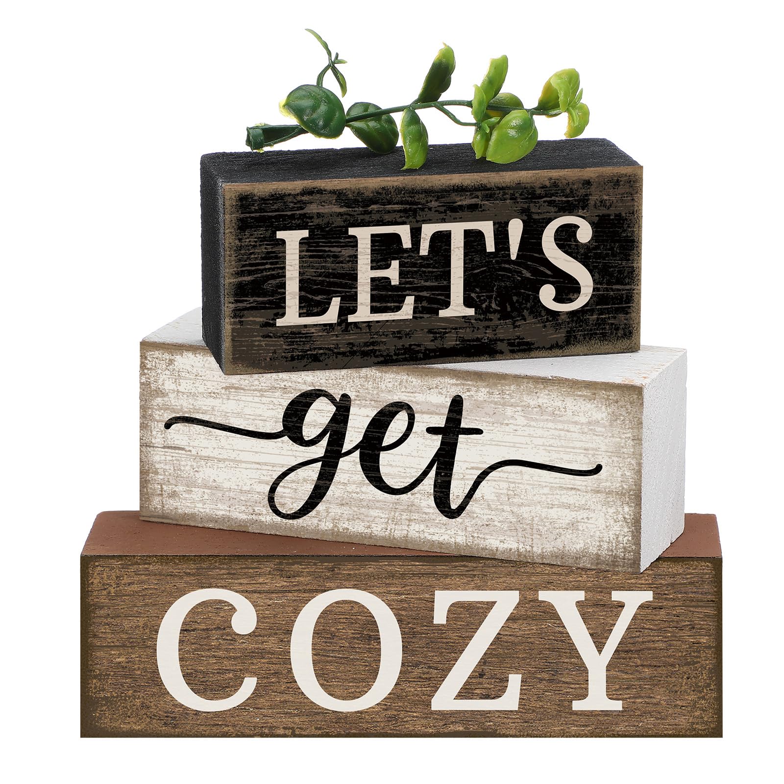 Moucuny 4 Pcs Christmas Table Decor Wooden Hot Cocoa Decoration Christmas Centerpiece Winter Tiered Tray Decor Decorative Red Hot Cocoa Block Signs Gift Farmhouse Xmas Decoration for Home Kitchen
