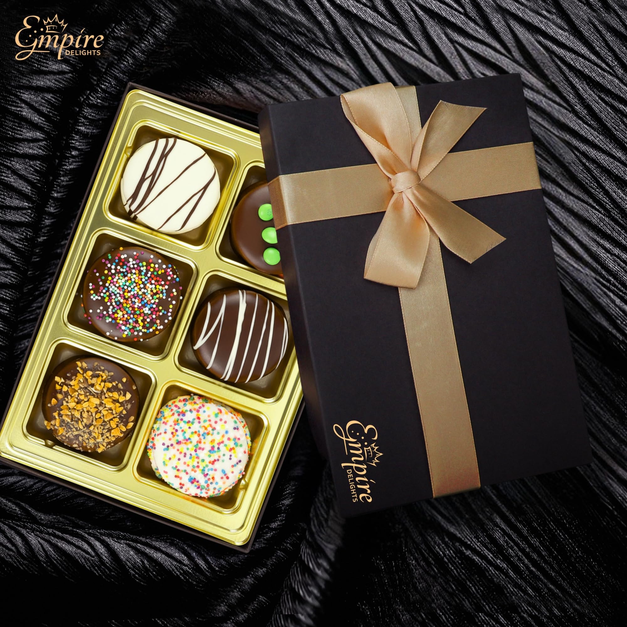 Cookies Gift Basket - Chocolate Gift Basket for Birthday Treats for Women and Men - Fancy Chocolate Covered Cookies for Gifting, 6 Count