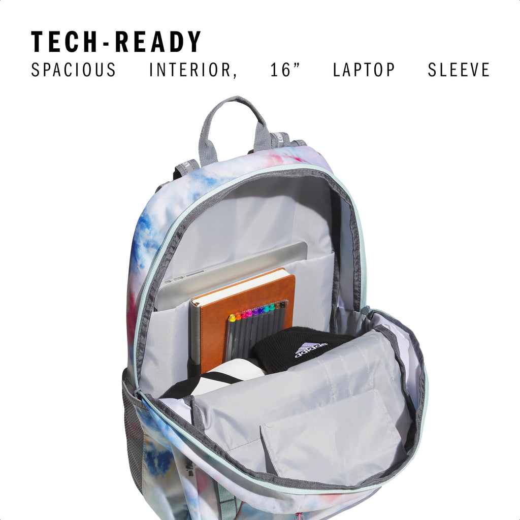 adidas Excel 7 School Backpack for Laptop, Gym and Travel, 34L, Twill White/Black/7.5, OSFA