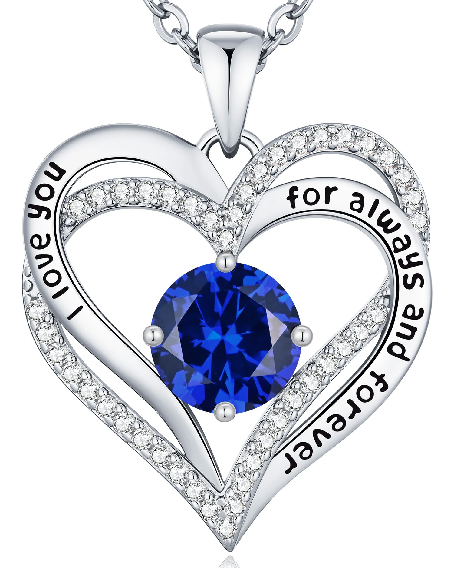 CDE Forever Love Heart Necklaces for Women, Wedding Anniversary, Valentine's，Birthday Mothers Christmas Day Gifts for Mom, Mother, Wife, S925 Silver Jewelry with Birthstone Pendant