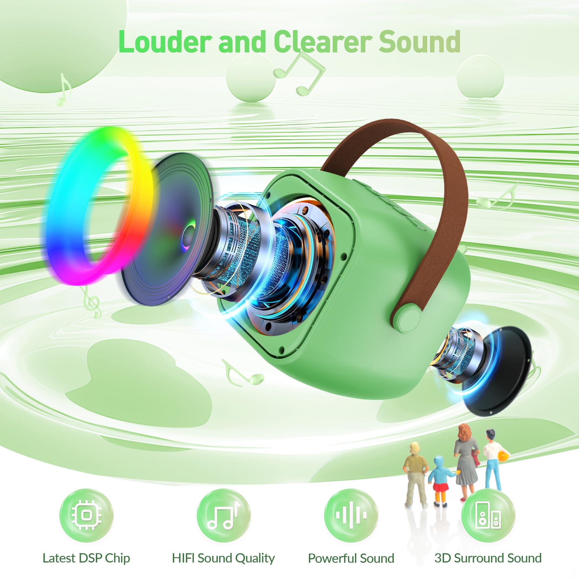 Mini Karaoke Machine, Portable Bluetooth Karaoke Speaker with 2 Wireless Microphones and Party Lights for Kids and Adults, Birthday Gifts for Girls Boys Family Home Party