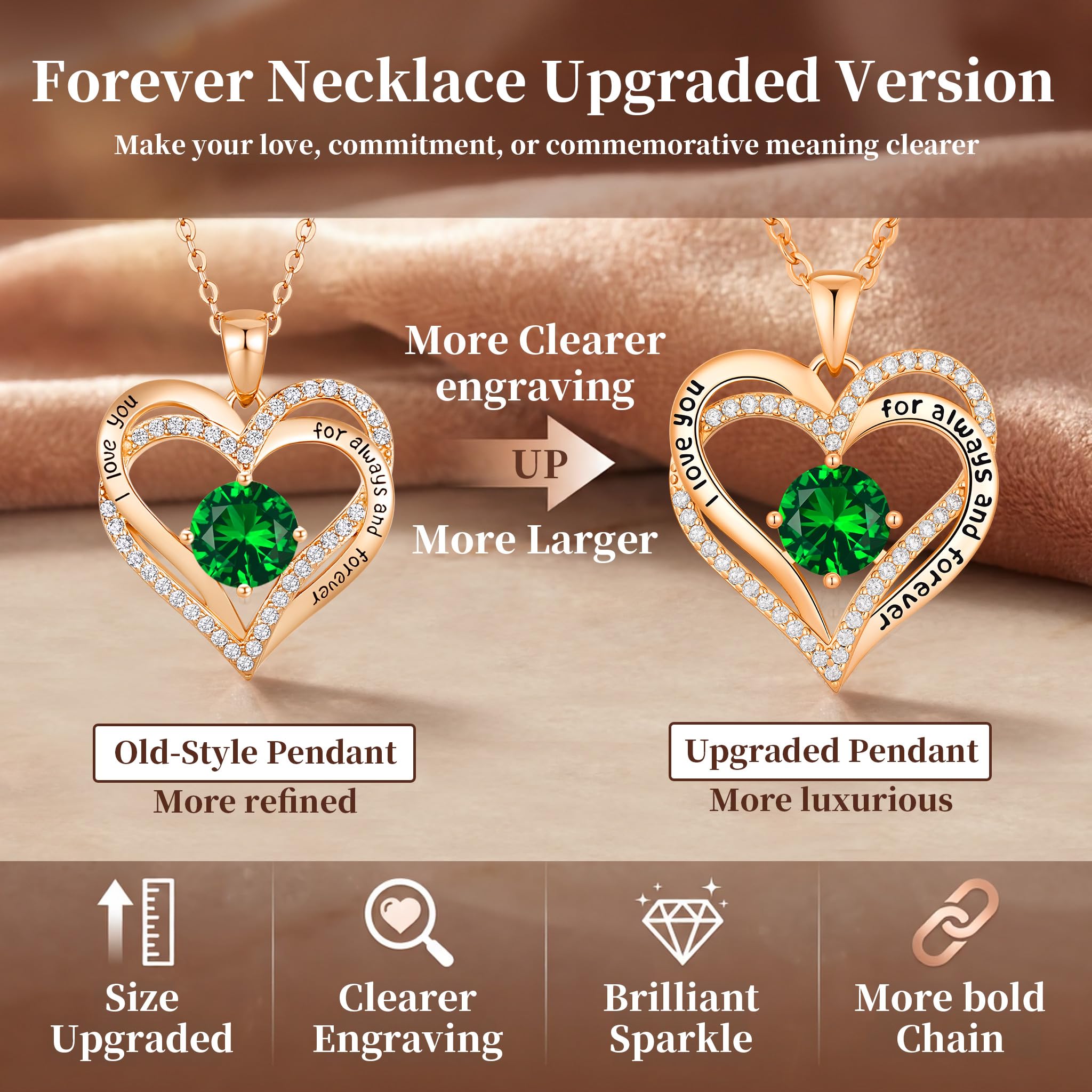 CDE Forever Love Heart Necklaces for Women, Wedding Anniversary, Valentine's，Birthday Mothers Christmas Day Gifts for Mom, Mother, Wife, S925 Silver Jewelry with Birthstone Pendant
