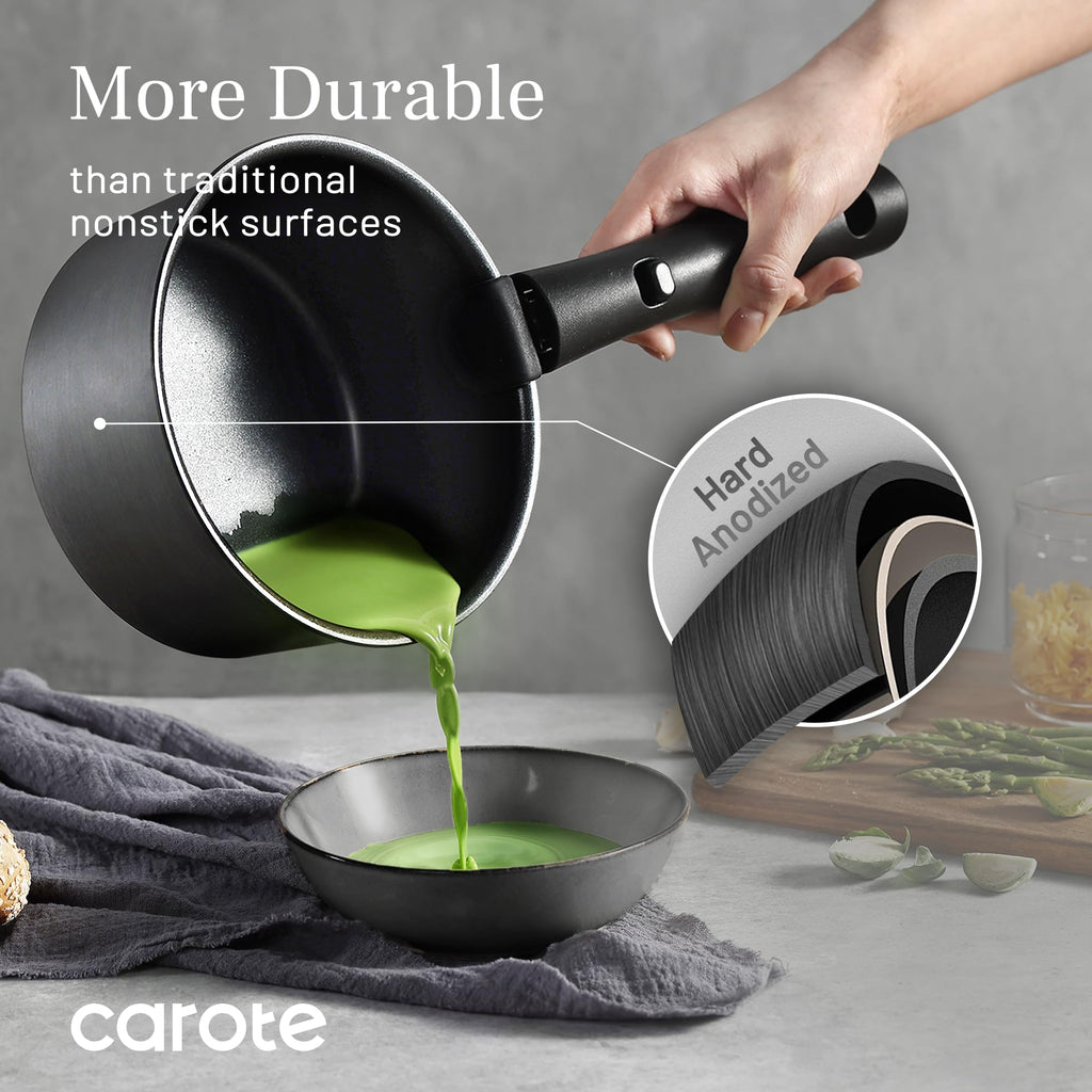 CAROTE 19pcs Pots and Pans Set, Nonstick Cookware Set Detachable Handle, Induction Kitchen Cookware Sets Non Stick with Removable Handle, RV Cookware Set, Oven Safe