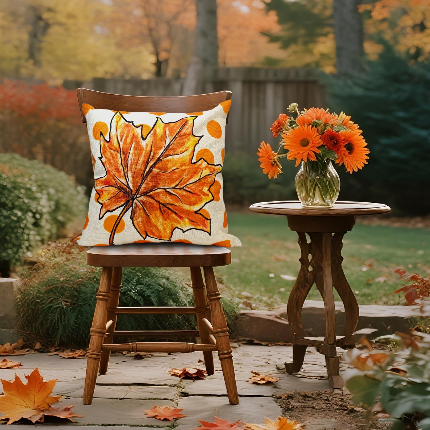 Fall Pillow Covers 18x18 Inch Autumn Pumpkin Maple Leaf Throw Pillowcase Orange Cushion Case for Thanksgiving Home Farmhouse Couch Sofa Bed Indoor Outdoor Decor (Set of 4)