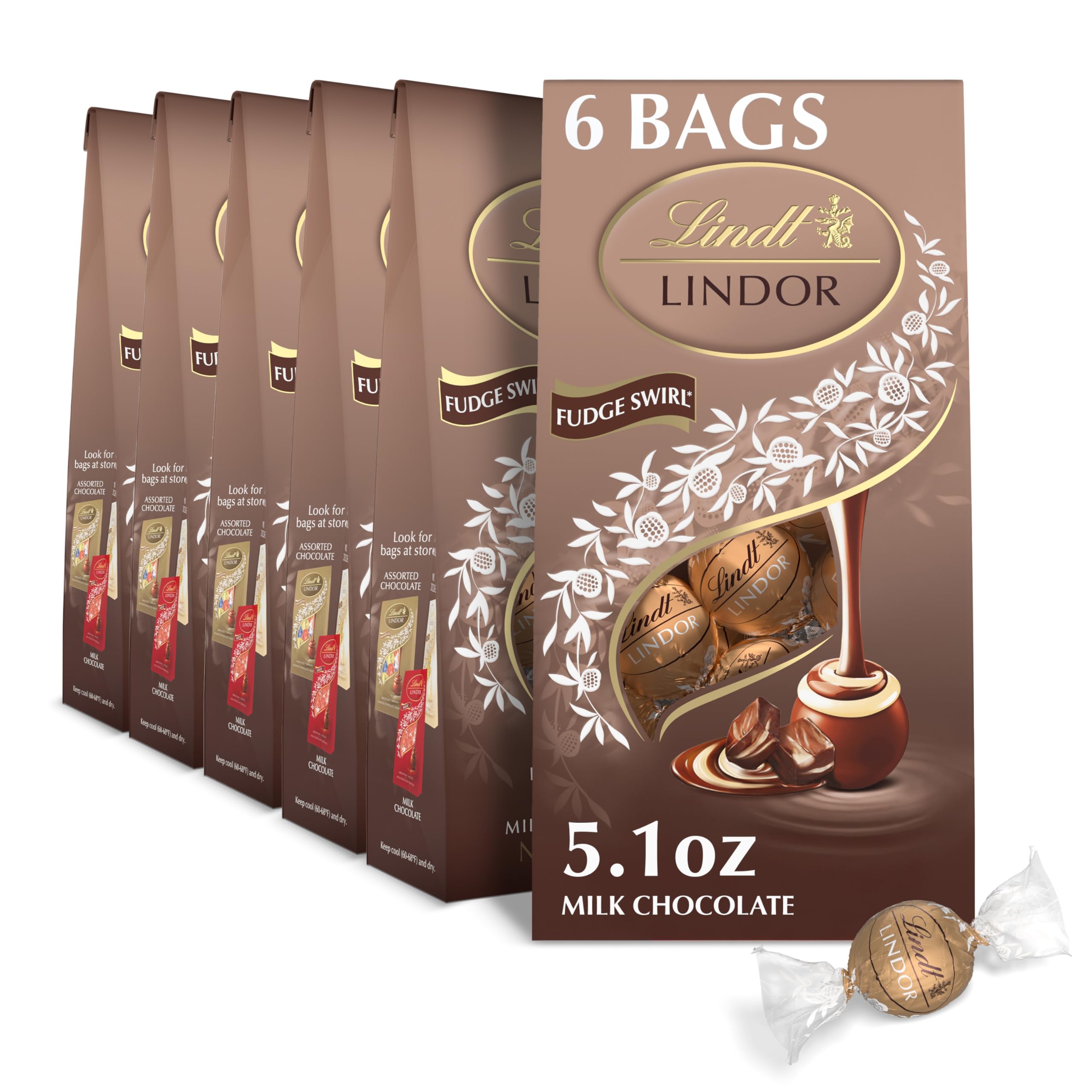 Lindt LINDOR Holiday Snickerdoodle White Chocolate Candy Truffles with Smooth, Melting Truffle Center, 8.5 oz. Bag