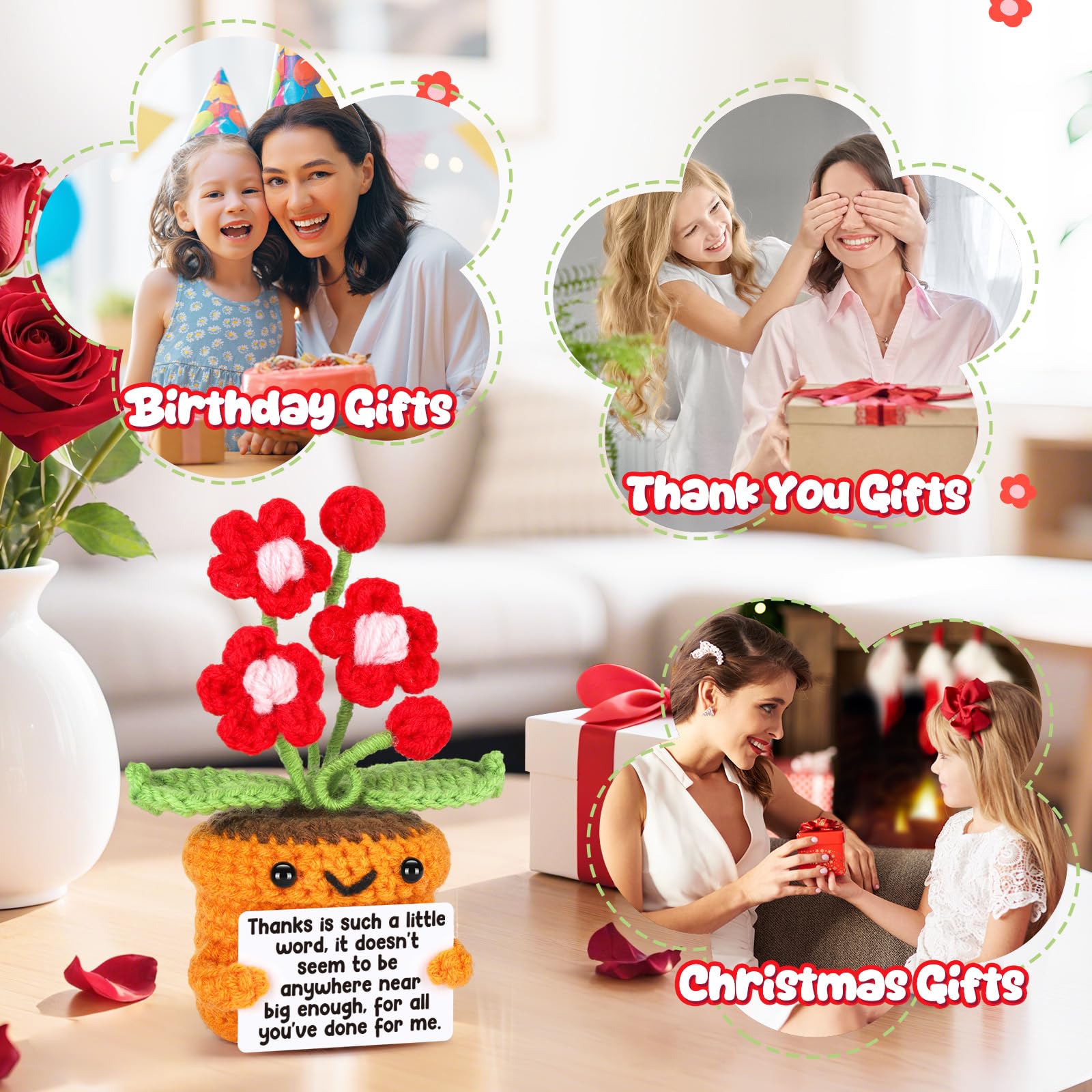 Agantree art Grandma Gifts for Grandma Birthday from Granddaughter Grandson – I Love You Crochet Flower Decor Grandparents Day Christmas for Great Grandma Gigi Nana