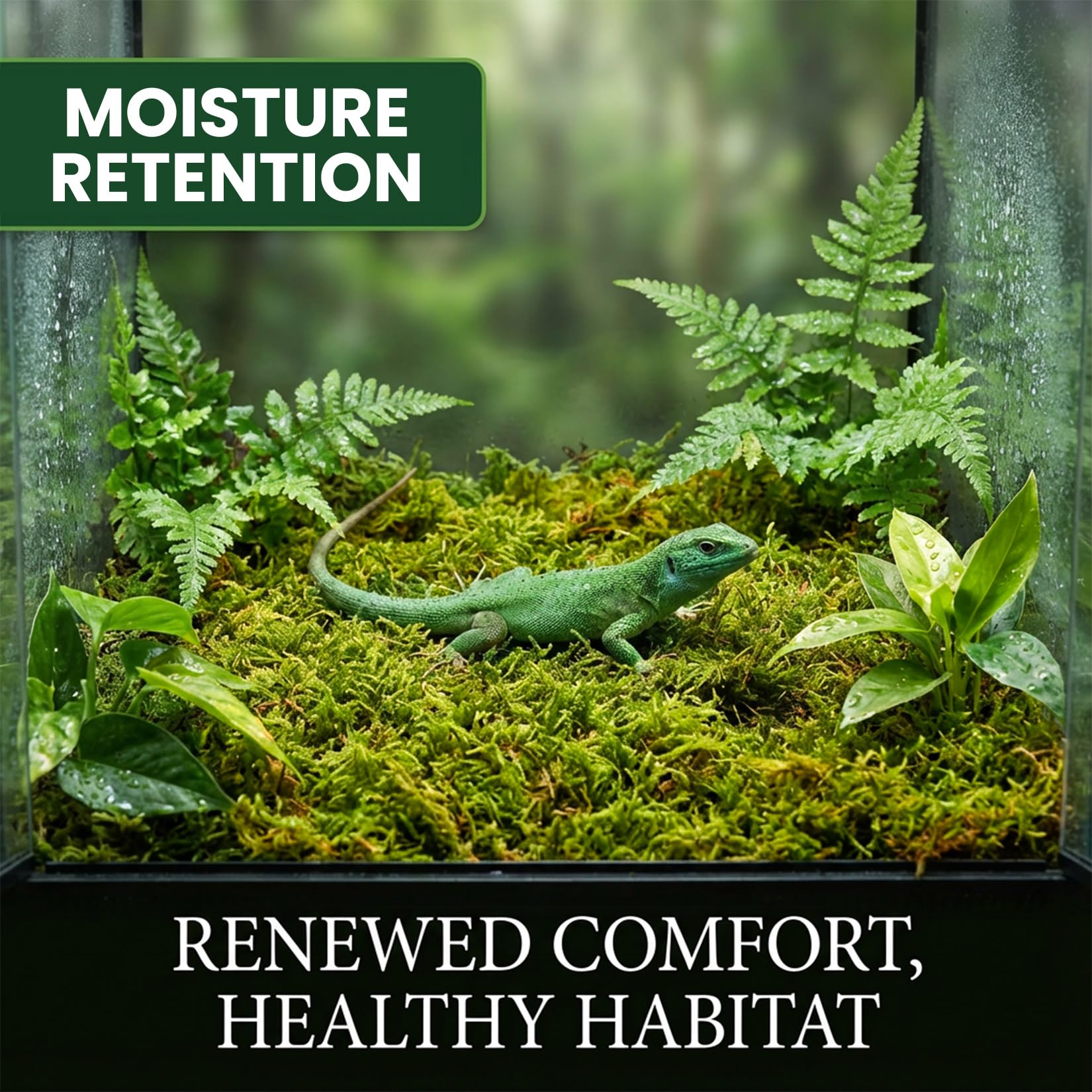 Sukh Sphagnum Moss for Reptiles - Terrarium Reptiles Moss Green Dried Peat Moss Habitat Bedding Moss for Snakes Turtle Frog Gecko and Other Reptiles Substrate (5, Ounces)