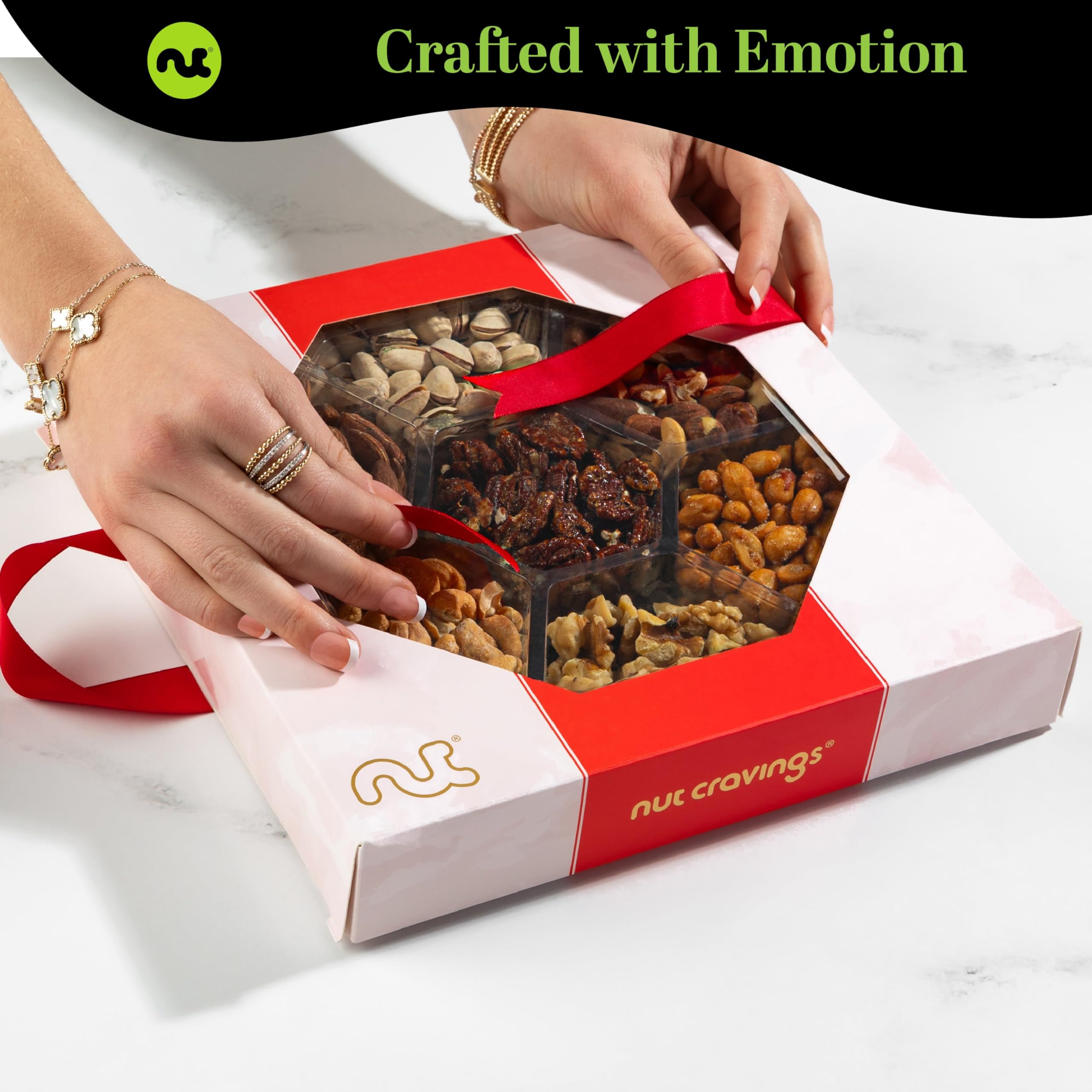 NUT CRAVINGS - Fathers Day Treats, Gift For Dad, Mixed Nuts Heart Shaped Gift Basket, Love in A Box (6 Assortments, 2 LB) Romantic Food Arrangement, Healthy Snack Care Package, Food Assortments