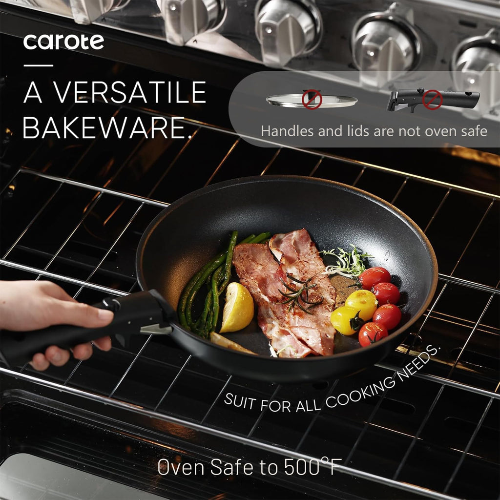 CAROTE 19pcs Pots and Pans Set, Nonstick Cookware Set Detachable Handle, Induction Kitchen Cookware Sets Non Stick with Removable Handle, RV Cookware Set, Oven Safe