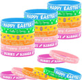 Lesnala 48 PCS Easter Rubber Wristband Theme Party Bunny Egg Carrot Silicone Bracelet for Kids Teens Women Men Gifts Holiday Accessories Basket Stuffers Supplies