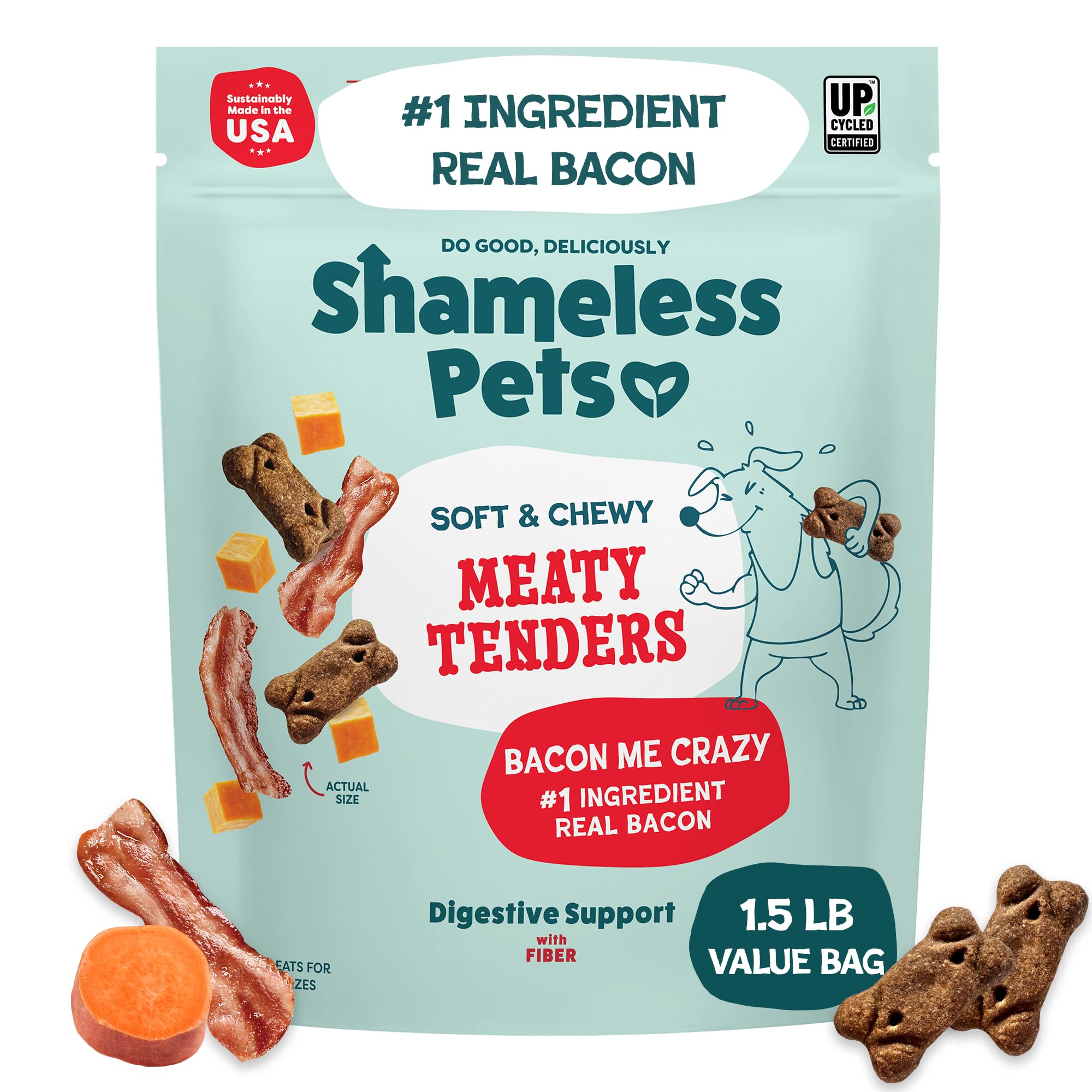 Shameless Pets Soft Dog Treats – Bacon Me Crazy Meaty Tenders, Soft & Chewy Treats for Dogs, Real Bacon 1st Ingredient, Grain Free, Healthy Treats for Small, Medium & Large Dogs, 8oz