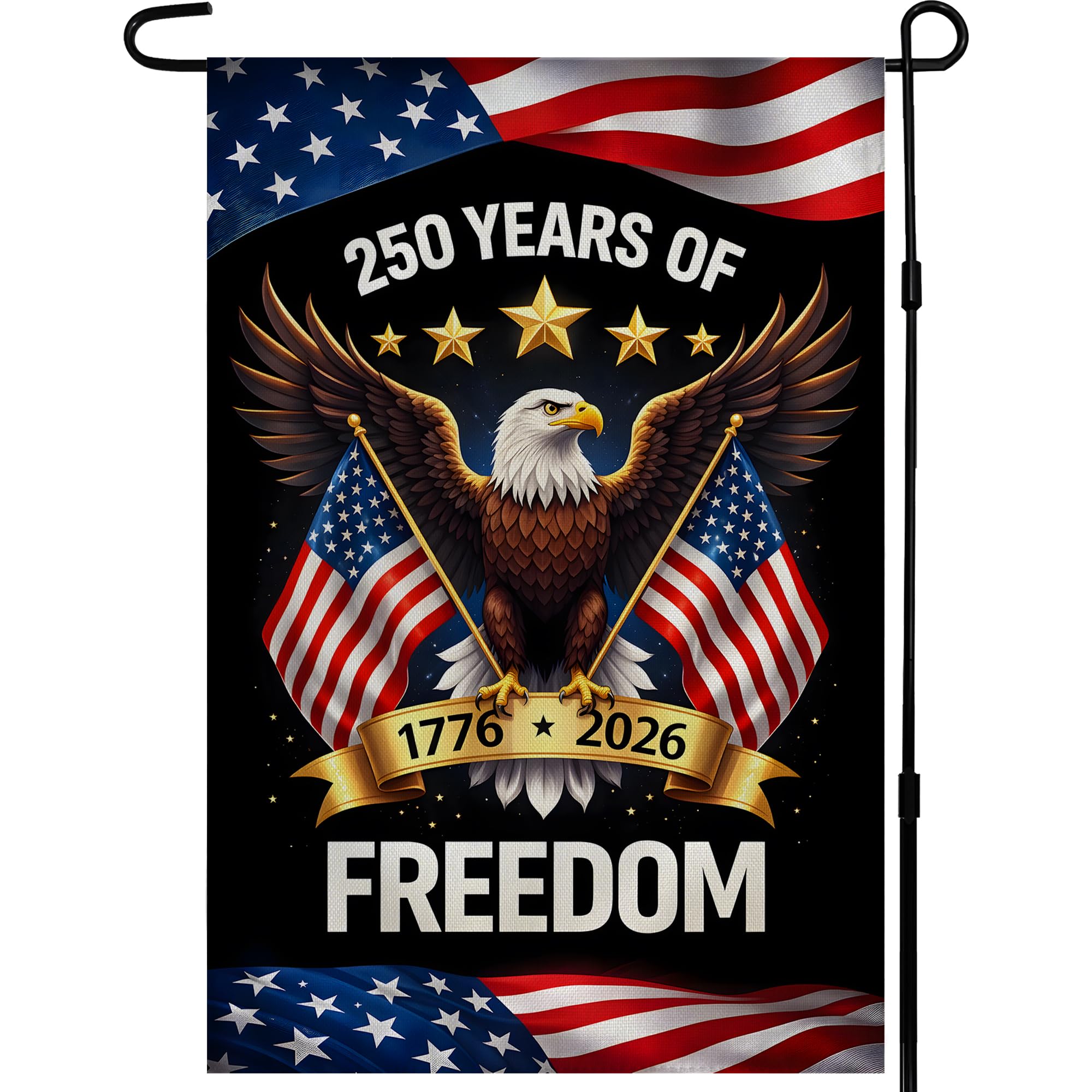 4th of July Decorations - Patriotic Stars Welcome Garden Flag | Double Sided Fourth of July Accessories Patriotic Banner | 250 Anniversary USA Merchandise for Garden Yard Porch Patio Lawn Outdoor Outside Decor