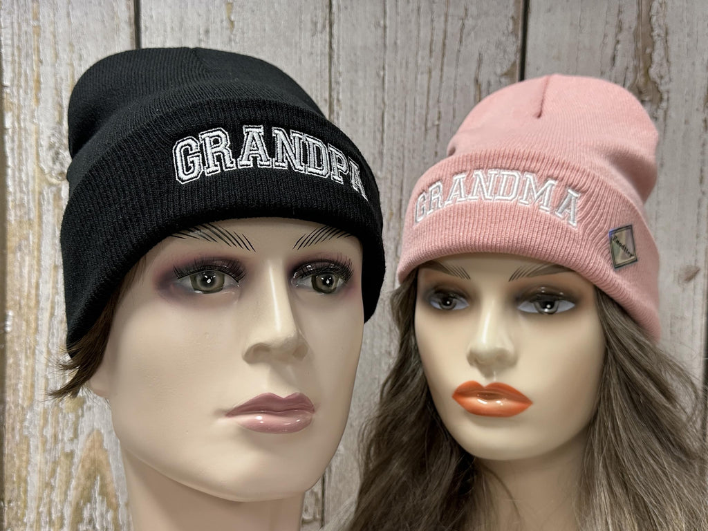 Mr Mrs Grandpa Grandma Dad Mom Hubby Wifey Beanie Hats