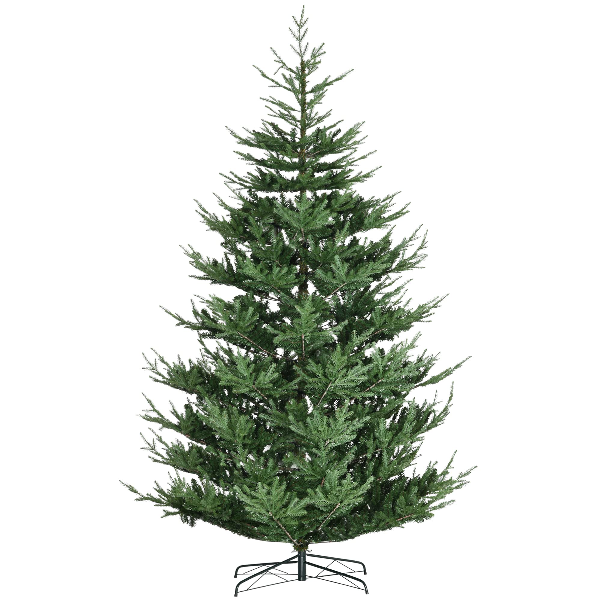 HOMCOM 7.5 Foot Artificial Christmas Tree, Nordic Pine Hinged Xmas Tree with 1218 Realistic Branches, Wide Steel Base, Auto Open, Green