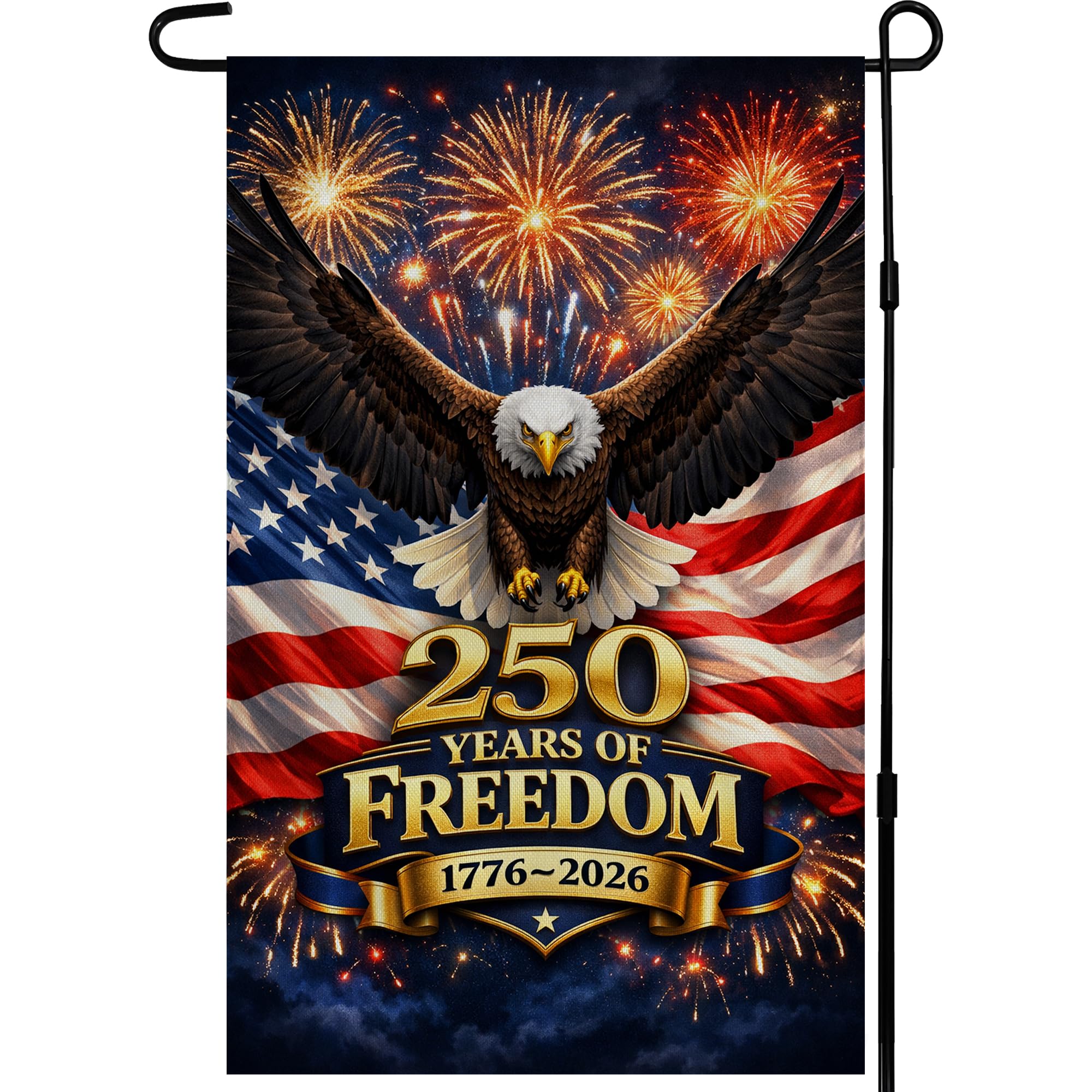 4th of July Decorations - Patriotic Stars Welcome Garden Flag | Double Sided Fourth of July Accessories Patriotic Banner | 250 Anniversary USA Merchandise for Garden Yard Porch Patio Lawn Outdoor Outside Decor