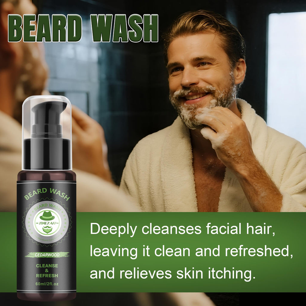 XIKEZAN Fathers Day Gifts for Dad Husband,Beard Kit for Men Grooming & Care w/Beard Conditioner, Wash,Oil,Balm,Birthday Valentines Easter Gifts for Mens Him Boyfriend Christmas Stocking Stuffers
